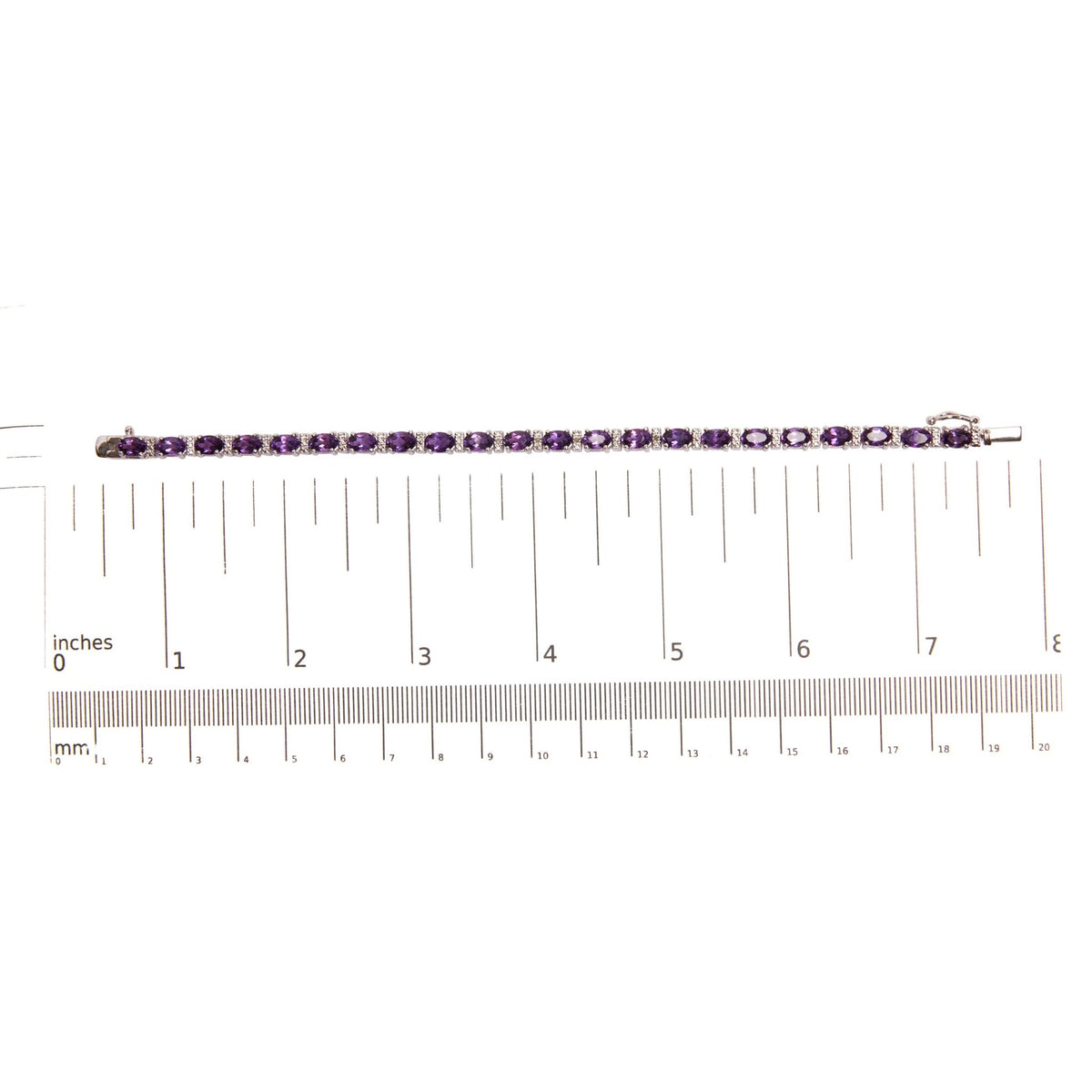 .925 Sterling Silver 9 1/2 Cttw Alternating Oval Amethyst and White Diamond Accent Link Tennis Bracelet (I-J Color, I3 Clarity) - 7.25&quot; Inches - LinkagejewelrydesignLinkagejewelrydesign
