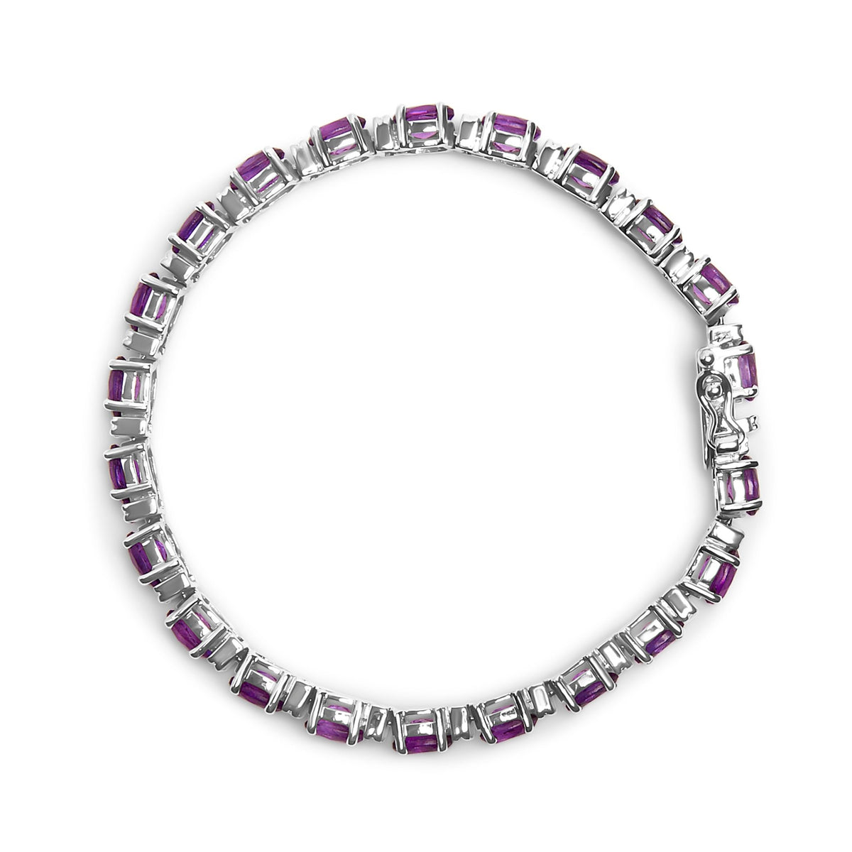 .925 Sterling Silver 9 1/2 Cttw Alternating Oval Amethyst and White Diamond Accent Link Tennis Bracelet (I-J Color, I3 Clarity) - 7.25&quot; Inches - LinkagejewelrydesignLinkagejewelrydesign