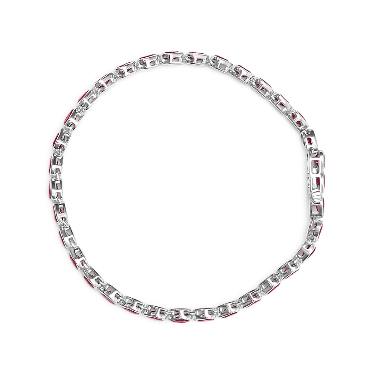 .925 Sterling Silver Bezel Set Pear Shaped Lab Created Pink Ruby Link Bracelet (AAA+ Quality) - Size 7.25&quot; - LinkagejewelrydesignLinkagejewelrydesign