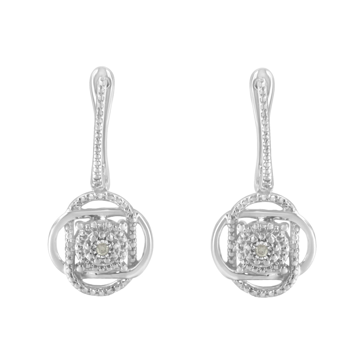 .925 Sterling-Silver Diamond Accent Floral Cluster Drop and Dangle Stud Earring (I-J Color, I3 Clarity) - LinkagejewelrydesignLinkagejewelrydesign