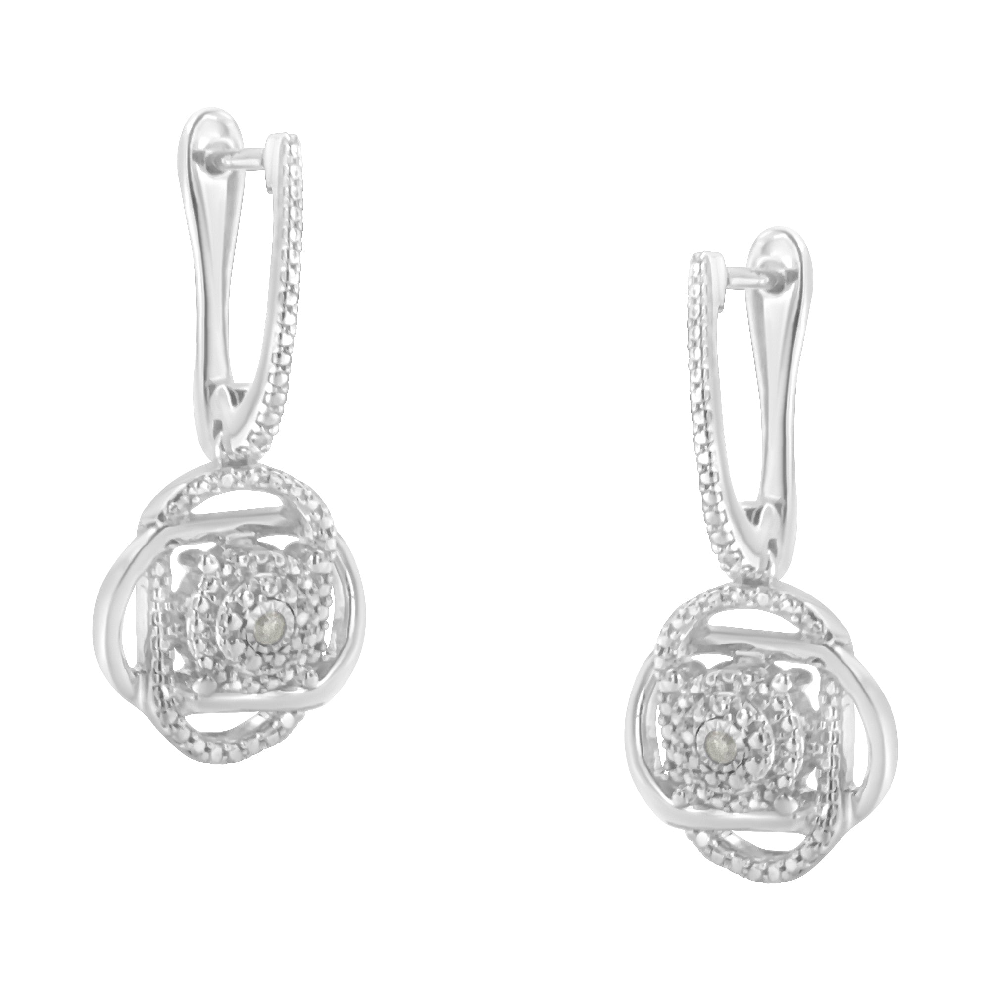 .925 Sterling-Silver Diamond Accent Floral Cluster Drop and Dangle Stud Earring (I-J Color, I3 Clarity) - LinkagejewelrydesignLinkagejewelrydesign