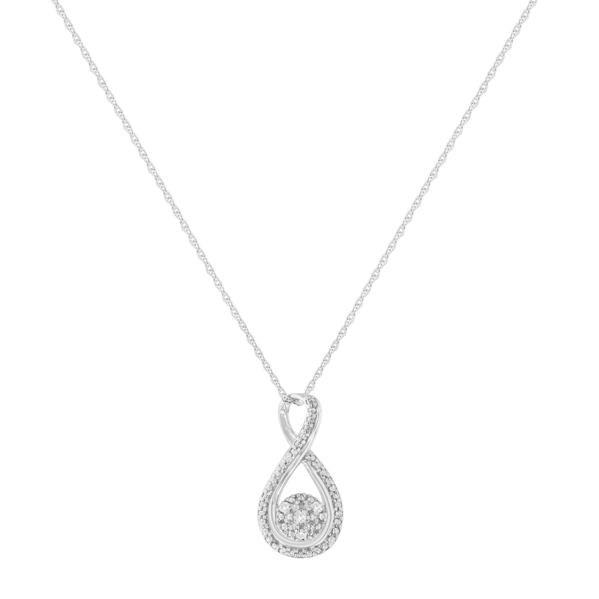 .925 Sterling Silver Diamond Accent Infinity 18&quot; Pendant Necklace (I-J color, I2-I3 clarity) - LinkagejewelrydesignLinkagejewelrydesign