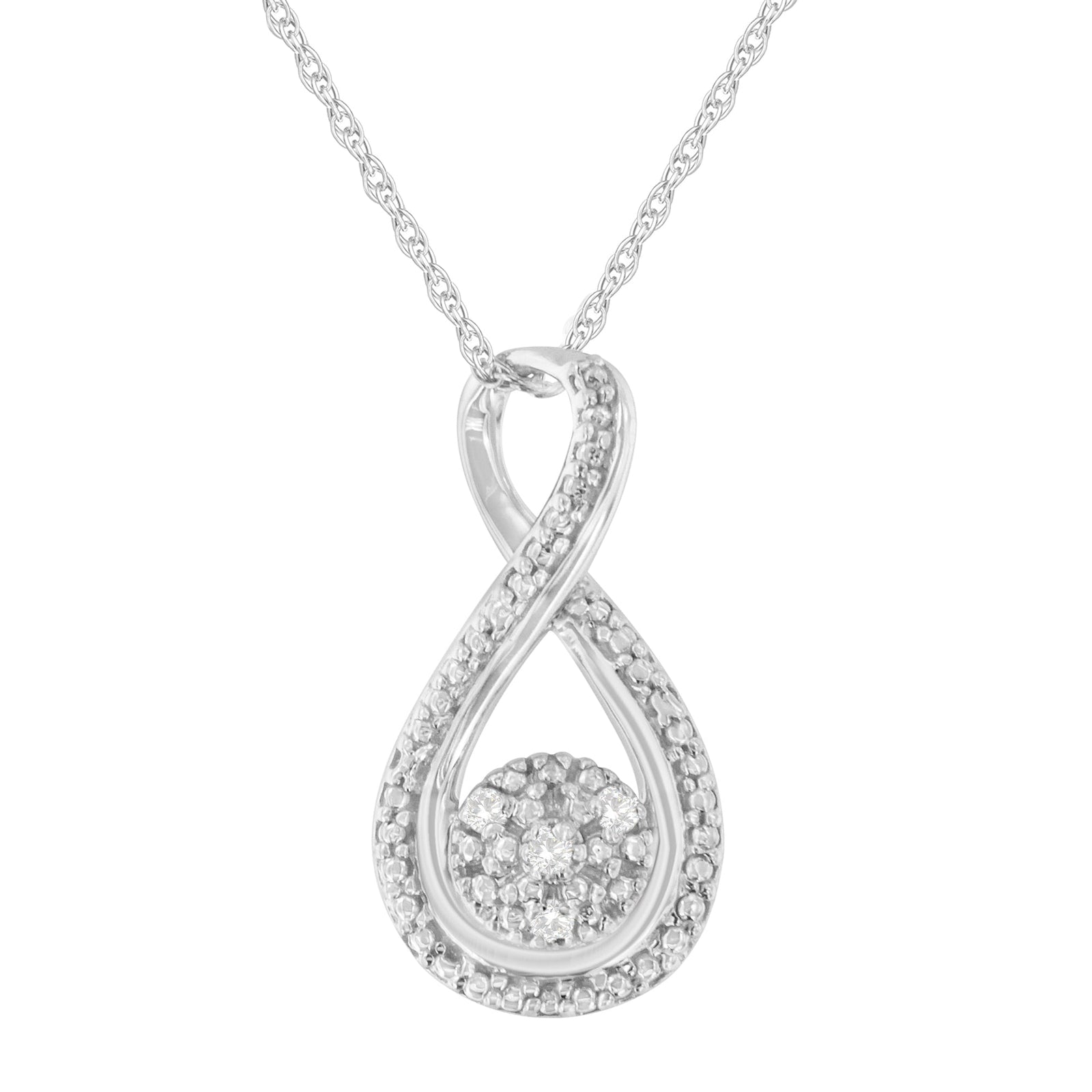 .925 Sterling Silver Diamond Accent Infinity 18" Pendant Necklace (I-J color, I2-I3 clarity) - LinkagejewelrydesignLinkagejewelrydesign