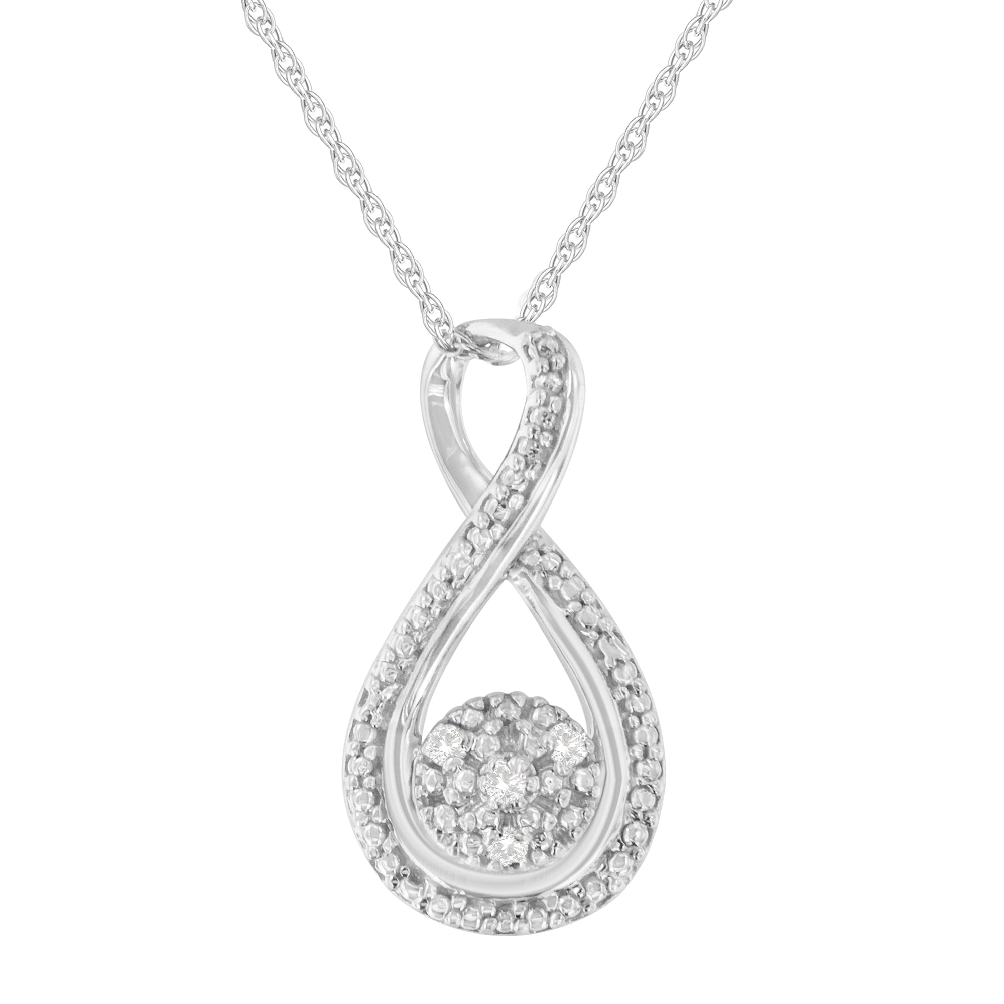 .925 Sterling Silver Diamond Accent Infinity 18" Pendant Necklace (I-J color, I2-I3 clarity) - LinkagejewelrydesignLinkagejewelrydesign