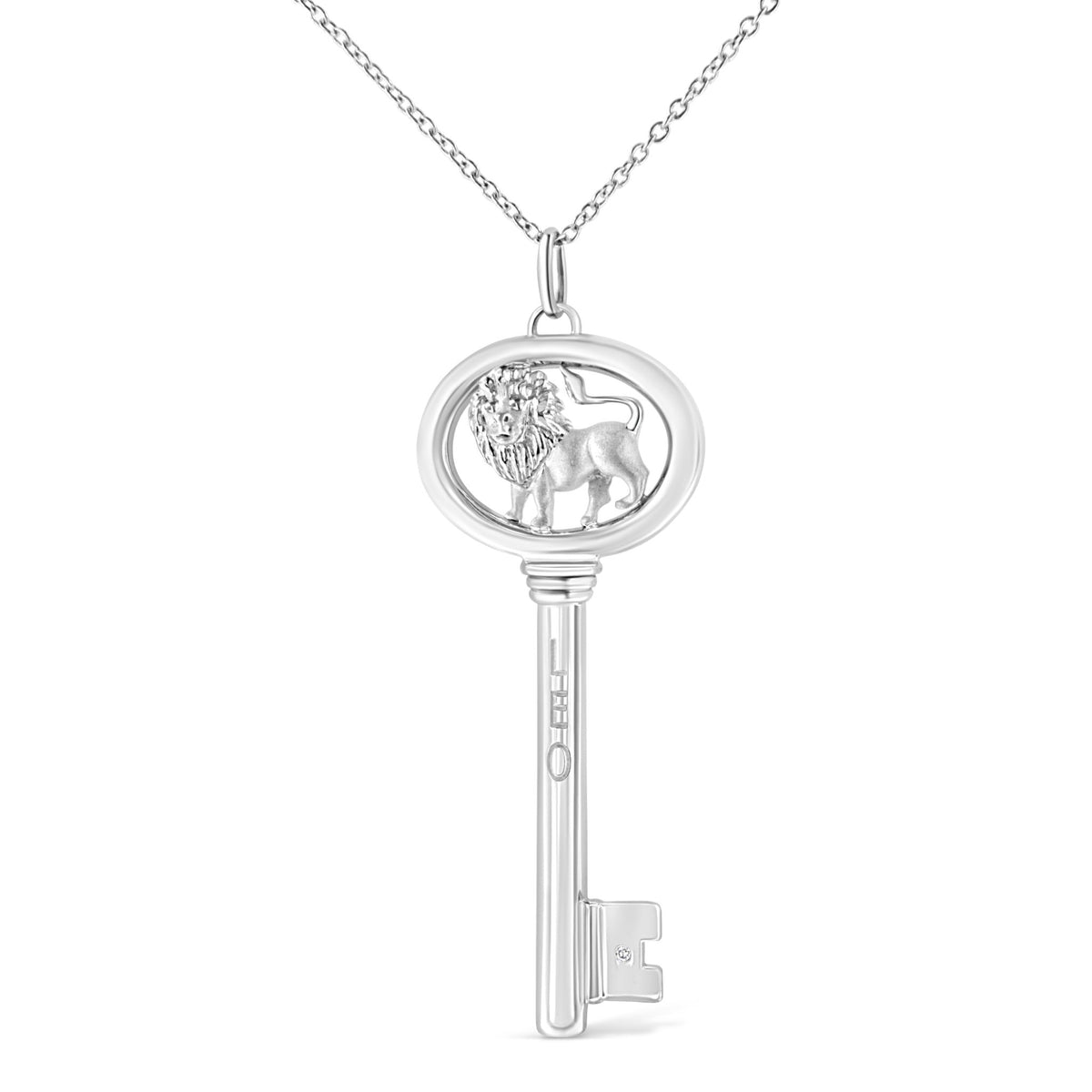 .925 Sterling Silver Diamond Accent Virgo Zodiac Key 18&quot; Pendant Necklace (K-L Color, I1-I2 Clarity) - LinkagejewelrydesignLinkagejewelrydesign