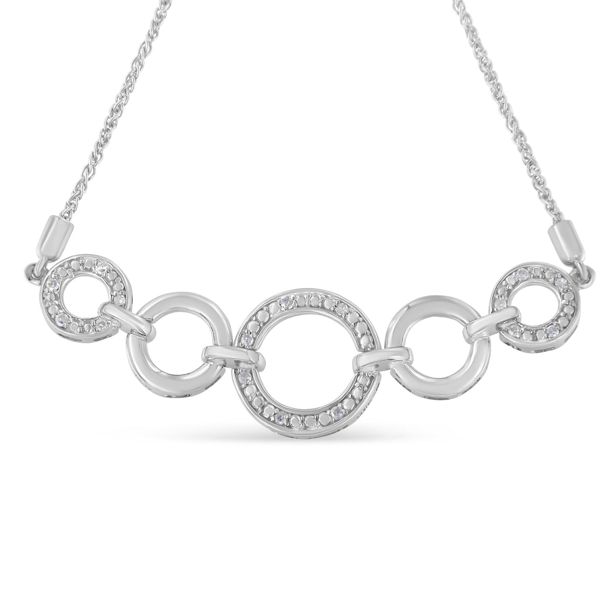 .925 Sterling Silver Diamond Accented Graduated Infinity Open Circle 6”-9” Adjustable Bolo Bracelet (H-I Color, I2-I3 Clarity) - LinkagejewelrydesignLinkagejewelrydesign