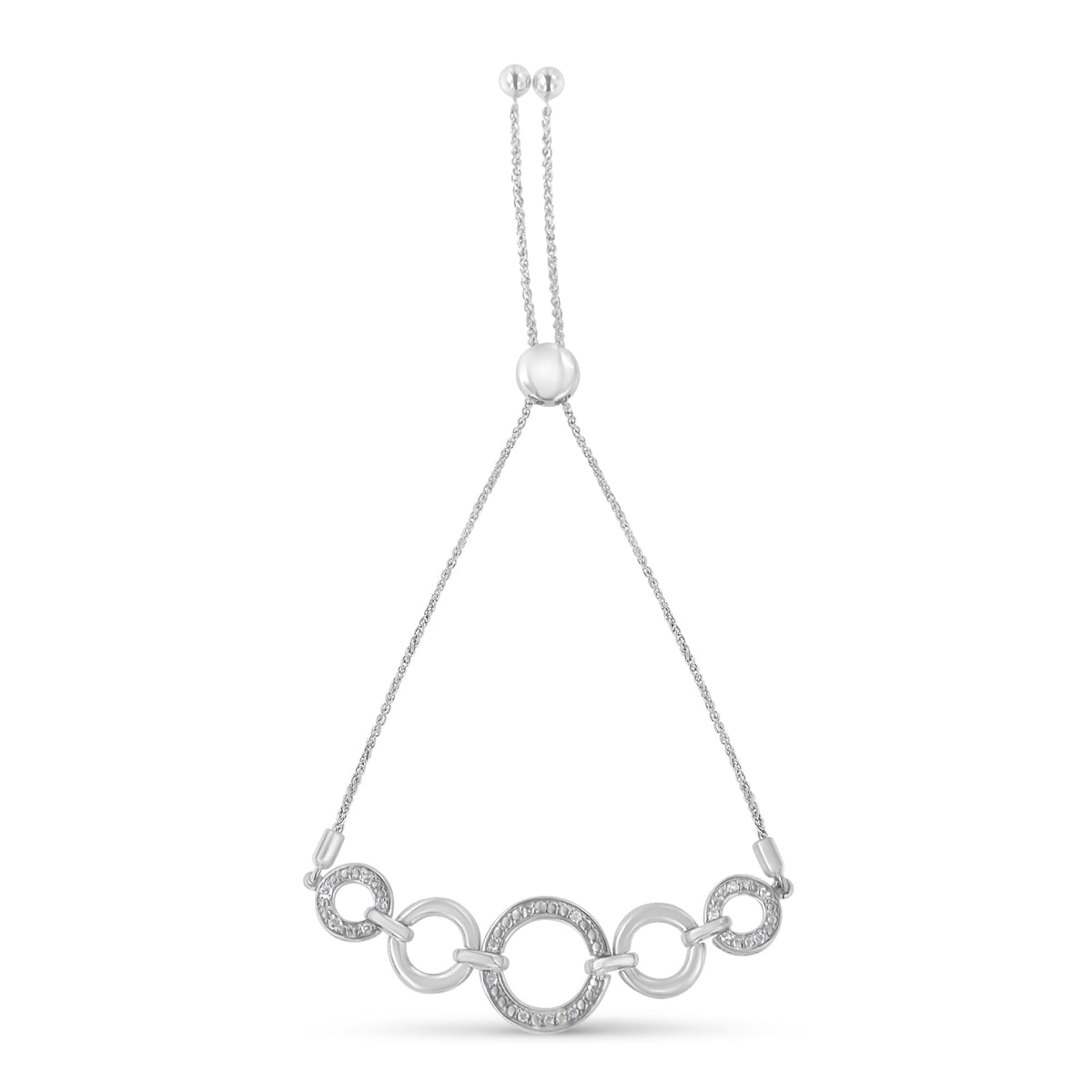 .925 Sterling Silver Diamond Accented Graduated Infinity Open Circle 6”-9” Adjustable Bolo Bracelet (H-I Color, I2-I3 Clarity) - LinkagejewelrydesignLinkagejewelrydesign