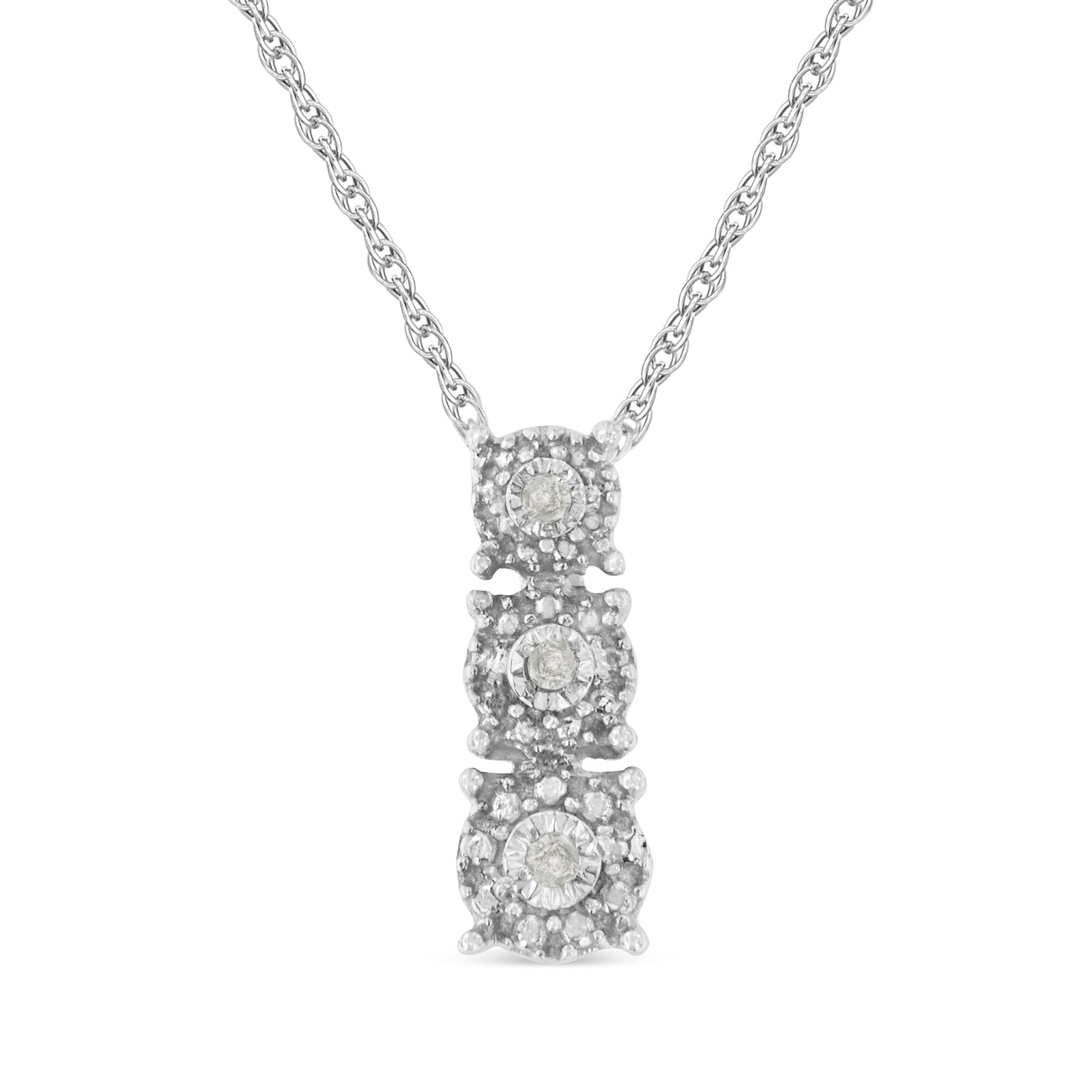 .925 Sterling Silver Diamond Accented Three Circle Frame 18" Pendant Necklace (I-J Color, I2-I3 Clarity) - LinkagejewelrydesignLinkagejewelrydesign