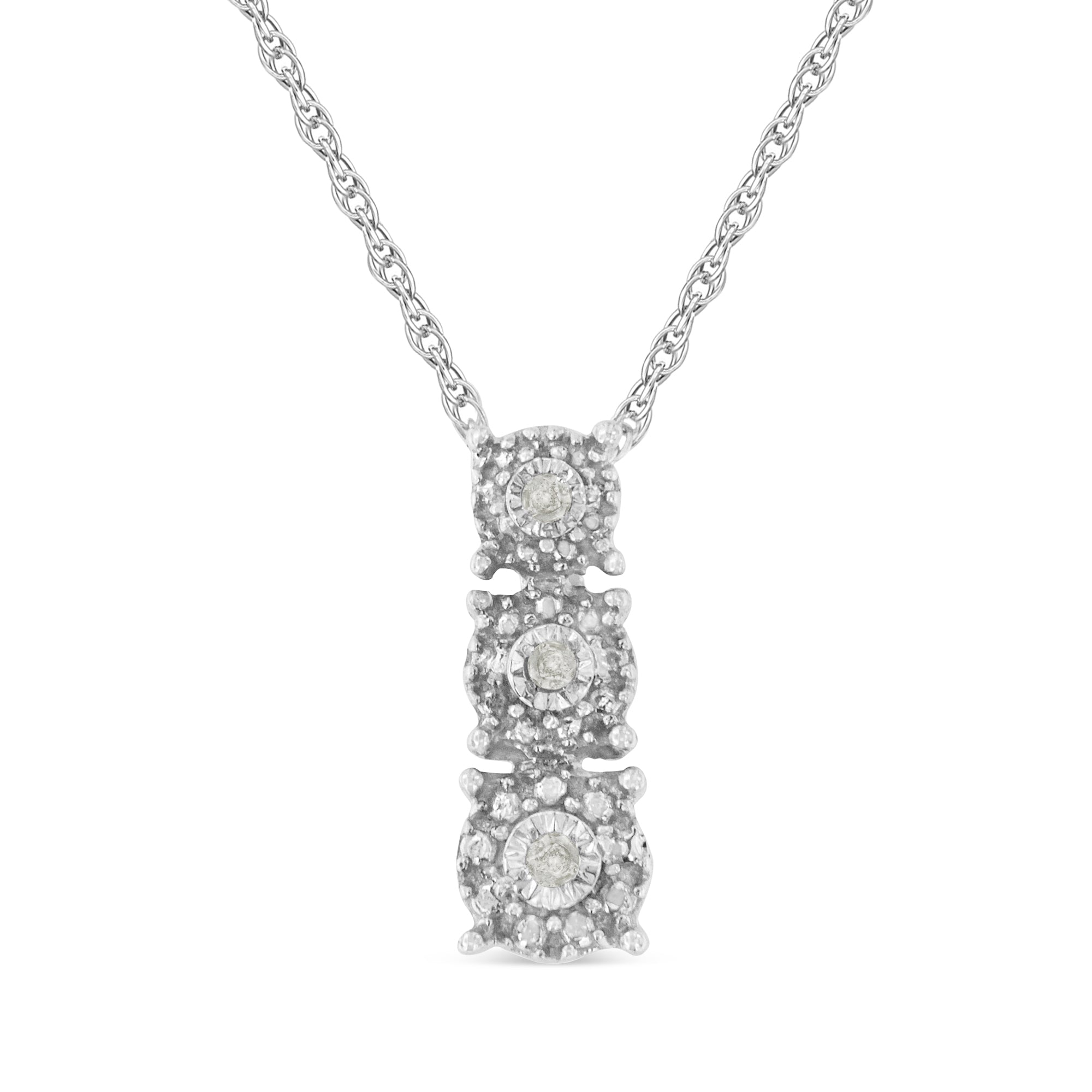 .925 Sterling Silver Diamond Accented Three Circle Frame 18" Pendant Necklace (I-J Color, I2-I3 Clarity) - LinkagejewelrydesignLinkagejewelrydesign