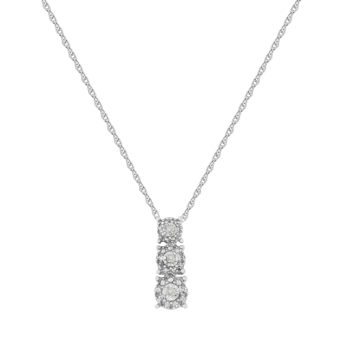 .925 Sterling Silver Diamond Accented Three Circle Frame 18&quot; Pendant Necklace (I-J Color, I2-I3 Clarity) - LinkagejewelrydesignLinkagejewelrydesign
