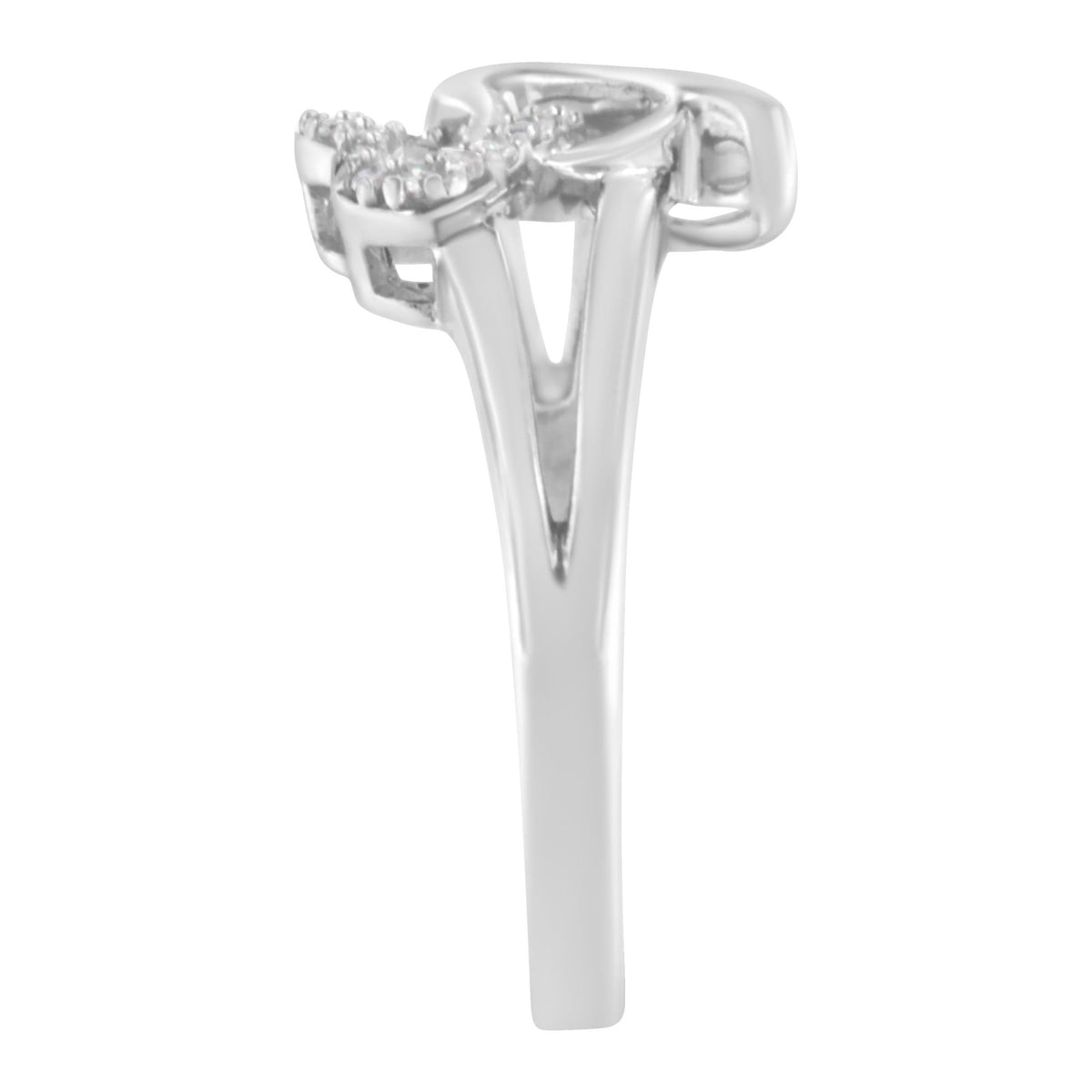 .925 Sterling Silver Diamond Heart Accent Ring (1/20 Cttw, H-I Color, I1-I2 Clarity) - Size 6 - LinkagejewelrydesignLinkagejewelrydesign