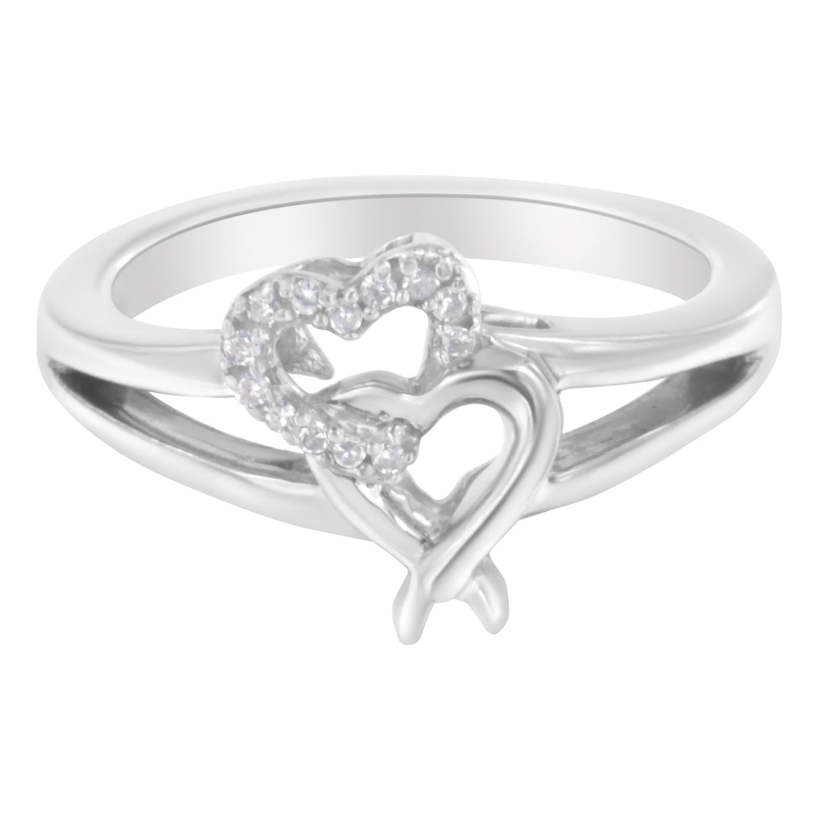 .925 Sterling Silver Diamond Heart Accent Ring (1/20 Cttw, H-I Color, I1-I2 Clarity) - Size 6 - LinkagejewelrydesignLinkagejewelrydesign