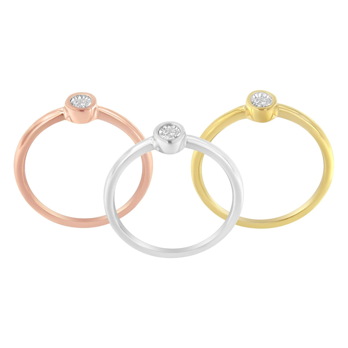 .925 Sterling Silver Diamond Oval Shaped Stackable Promise Ring Set (1/6 Cttw, J-K Color, I1-I2 Clarity) - Size 7 - LinkagejewelrydesignLinkagejewelrydesign