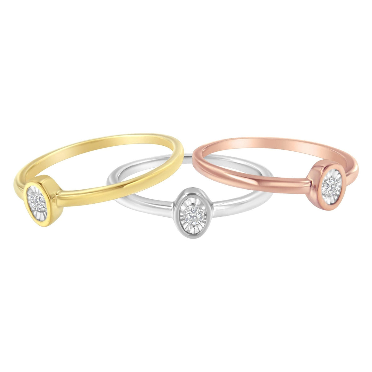 .925 Sterling Silver Diamond Oval Shaped Stackable Promise Ring Set (1/6 Cttw, J-K Color, I1-I2 Clarity) - Size 7 - LinkagejewelrydesignLinkagejewelrydesign