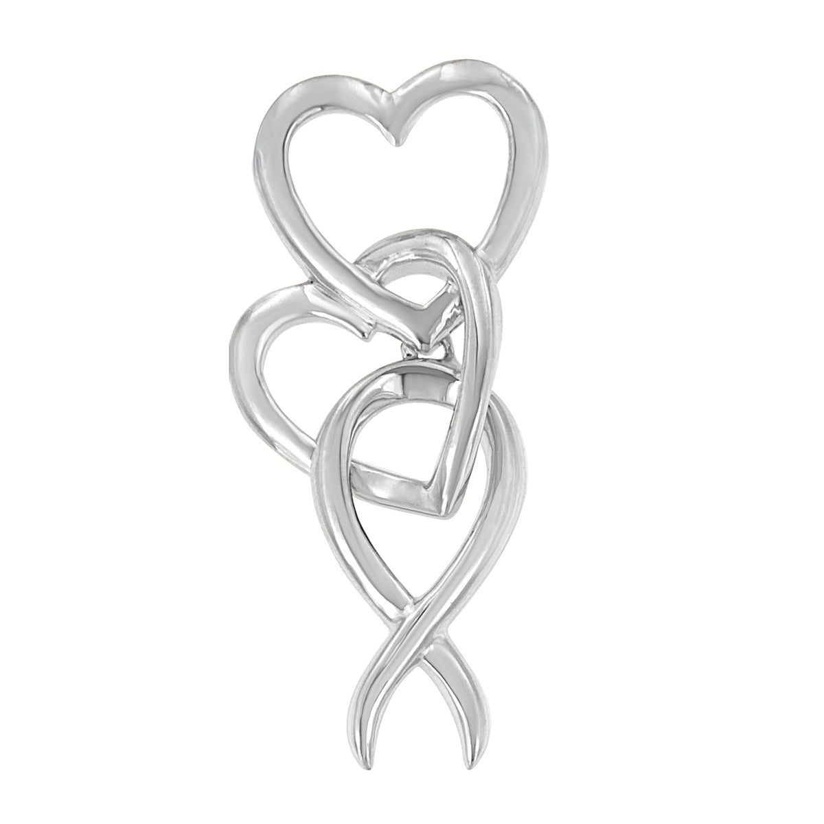 .925 Sterling Silver Double-Heart &amp; Awareness Ribbon Linked Pendant Necklace - LinkagejewelrydesignLinkagejewelrydesign