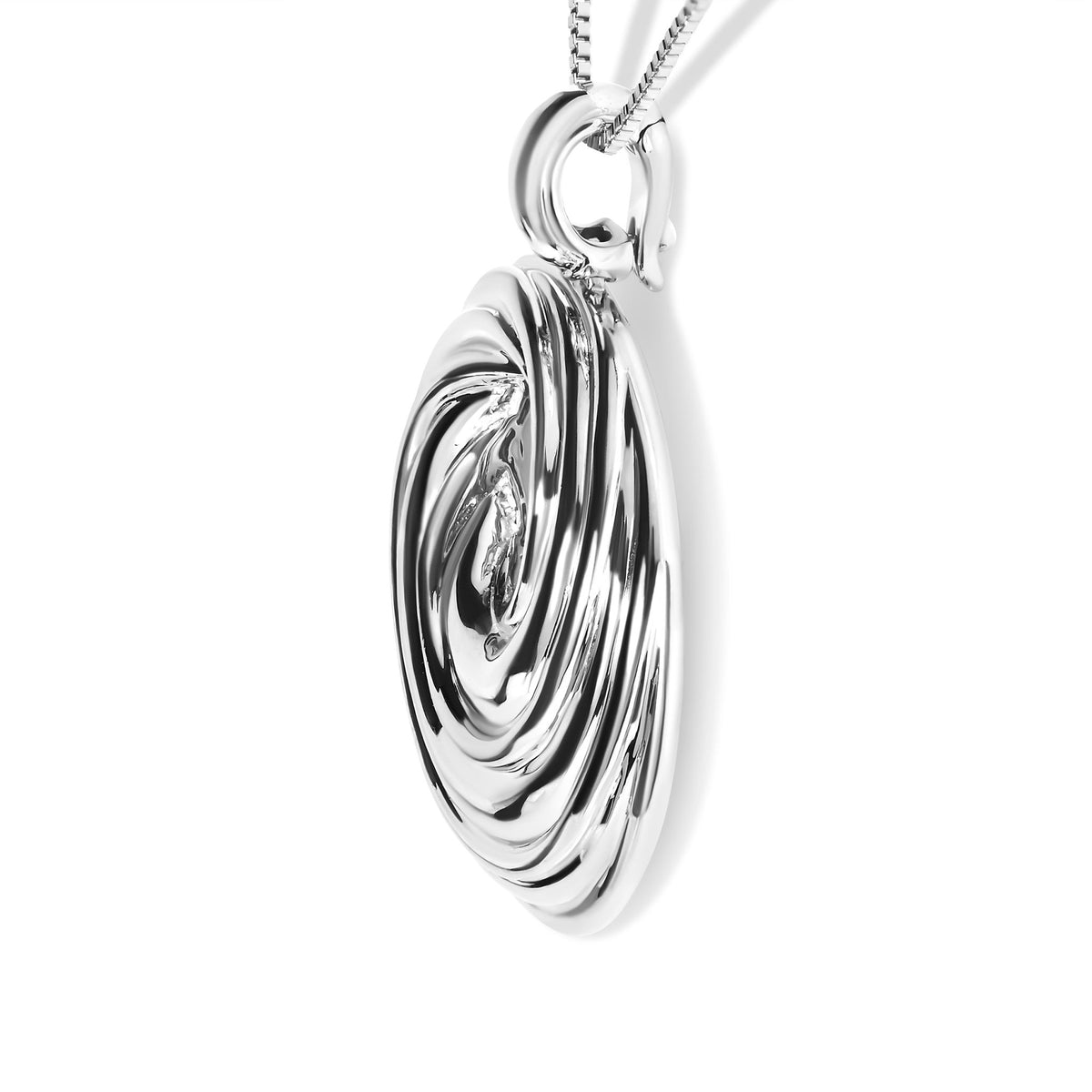 .925 Sterling Silver Endless Wave Swirl Statement Medallion 18&quot; Pendant Necklace - LinkagejewelrydesignLinkagejewelrydesign