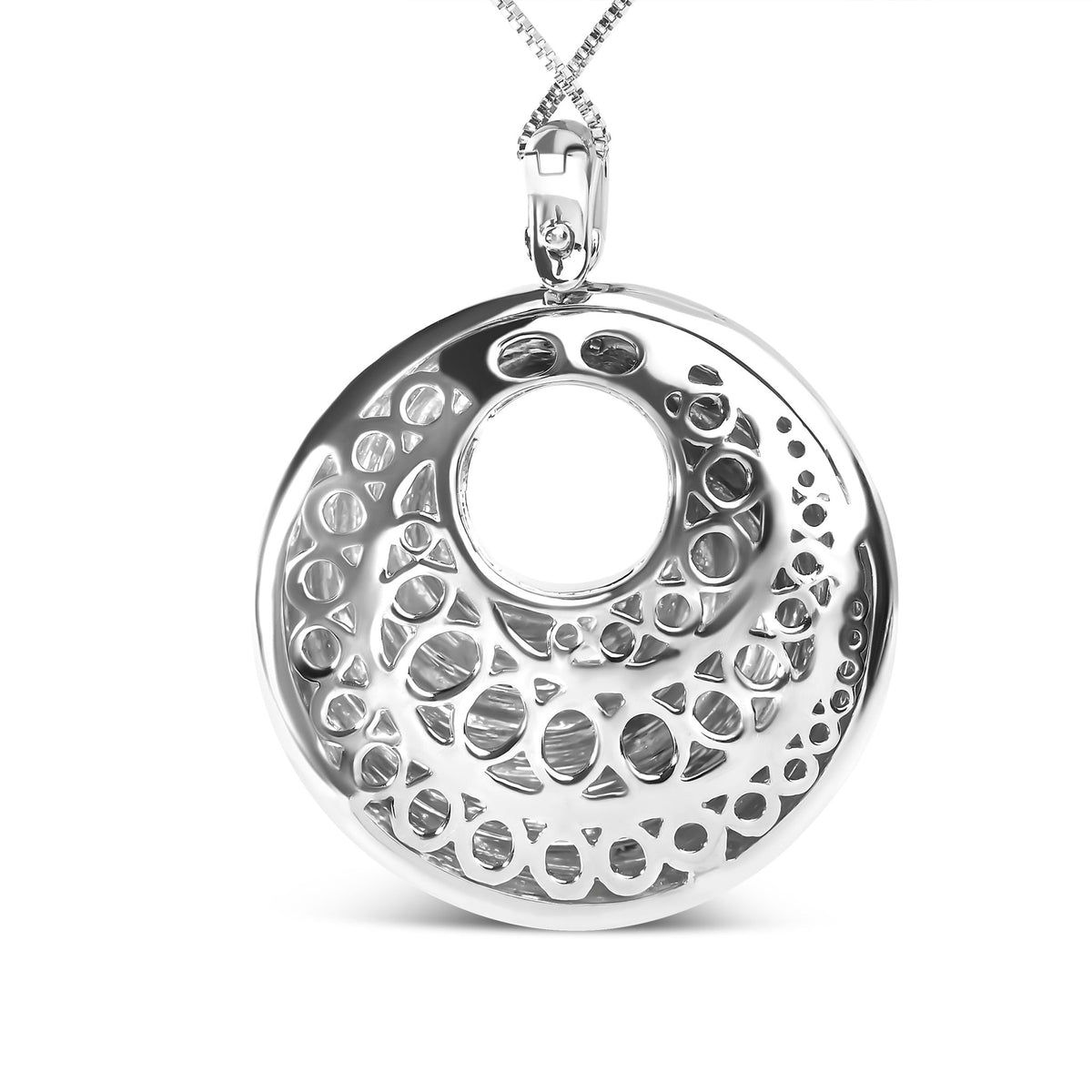 .925 Sterling Silver Endless Wave Swirl Statement Medallion 18&quot; Pendant Necklace - LinkagejewelrydesignLinkagejewelrydesign