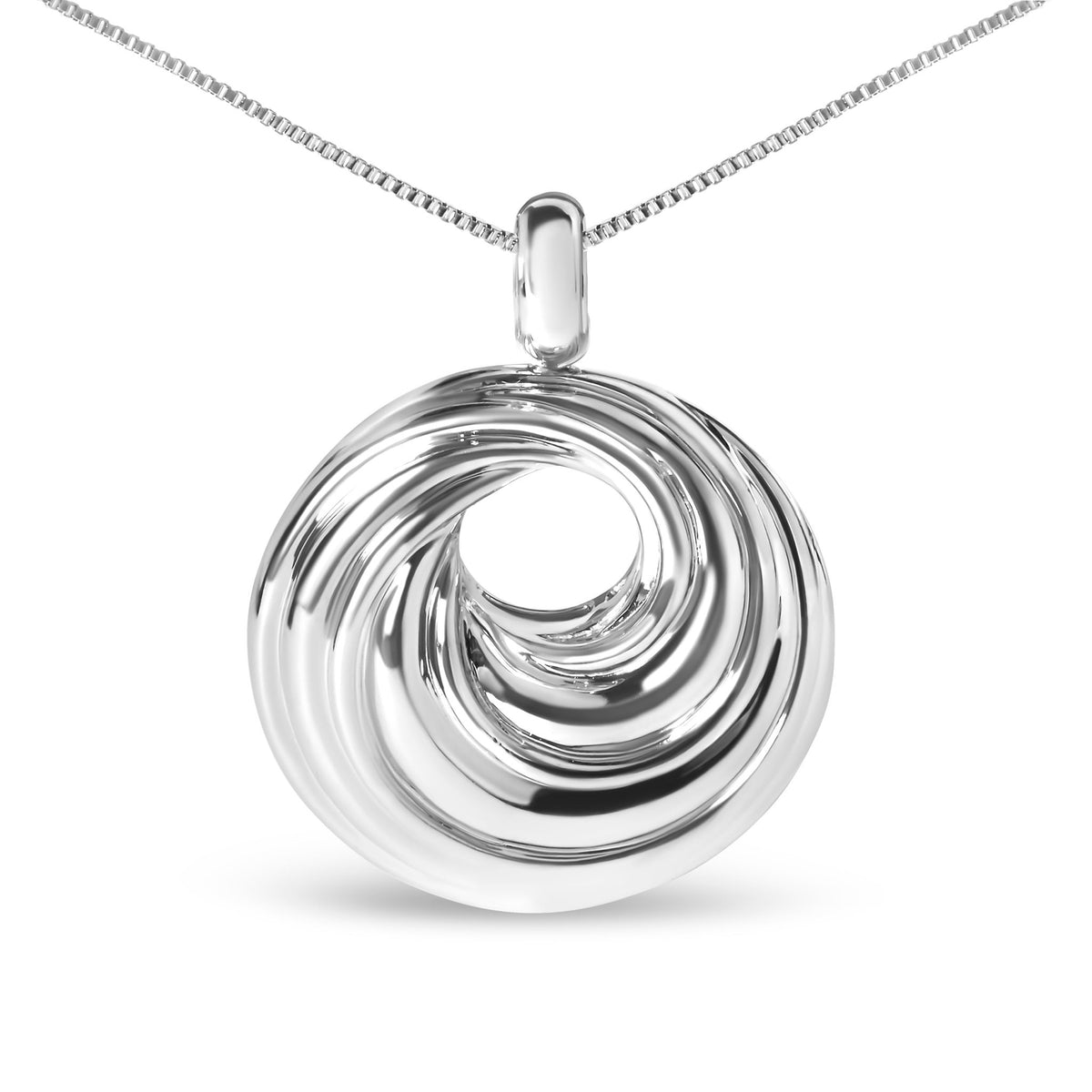 .925 Sterling Silver Endless Wave Swirl Statement Medallion 18&quot; Pendant Necklace - LinkagejewelrydesignLinkagejewelrydesign