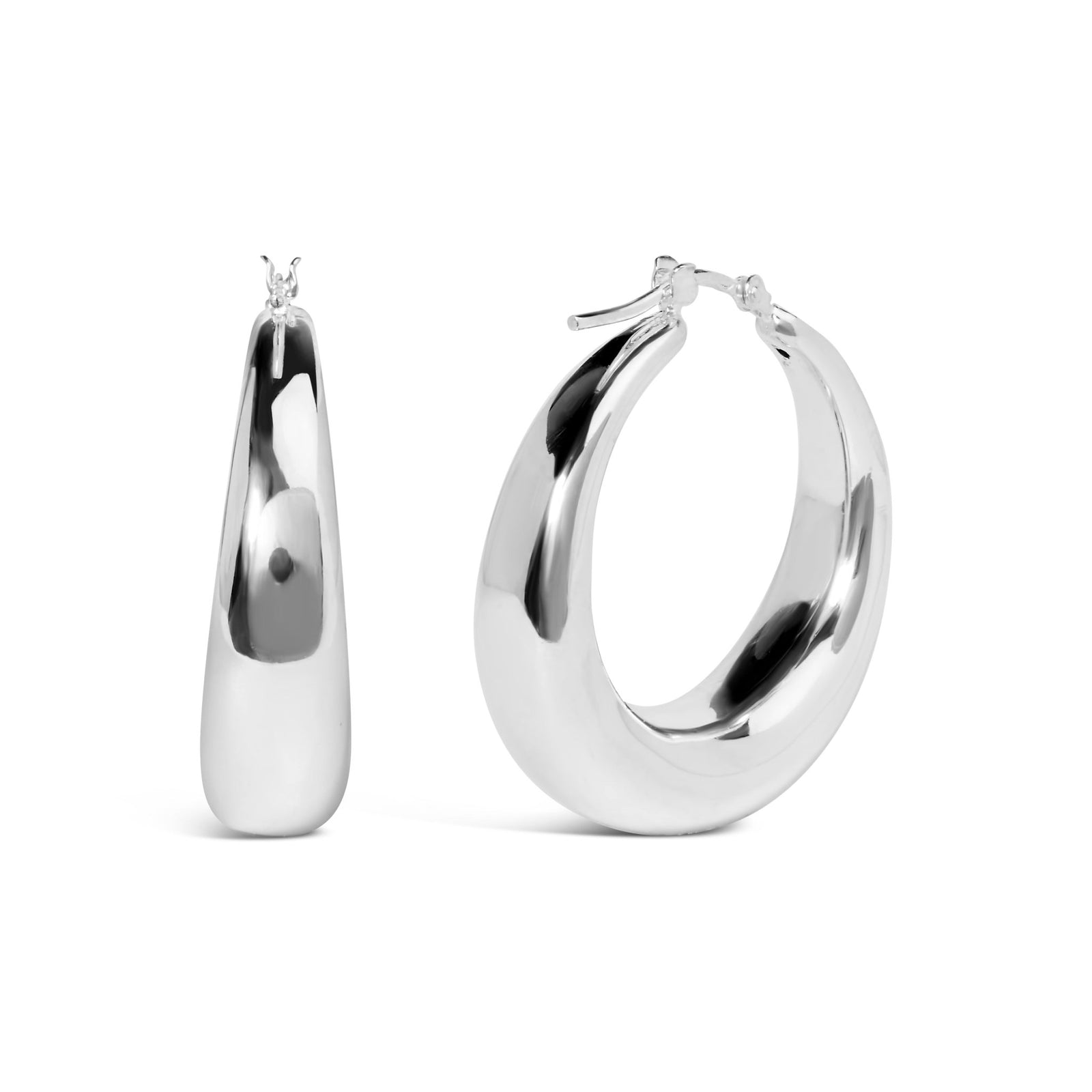 .925 Sterling Silver Graduated Hoop Earrings - 9MM Wide - LinkagejewelrydesignLinkagejewelrydesign
