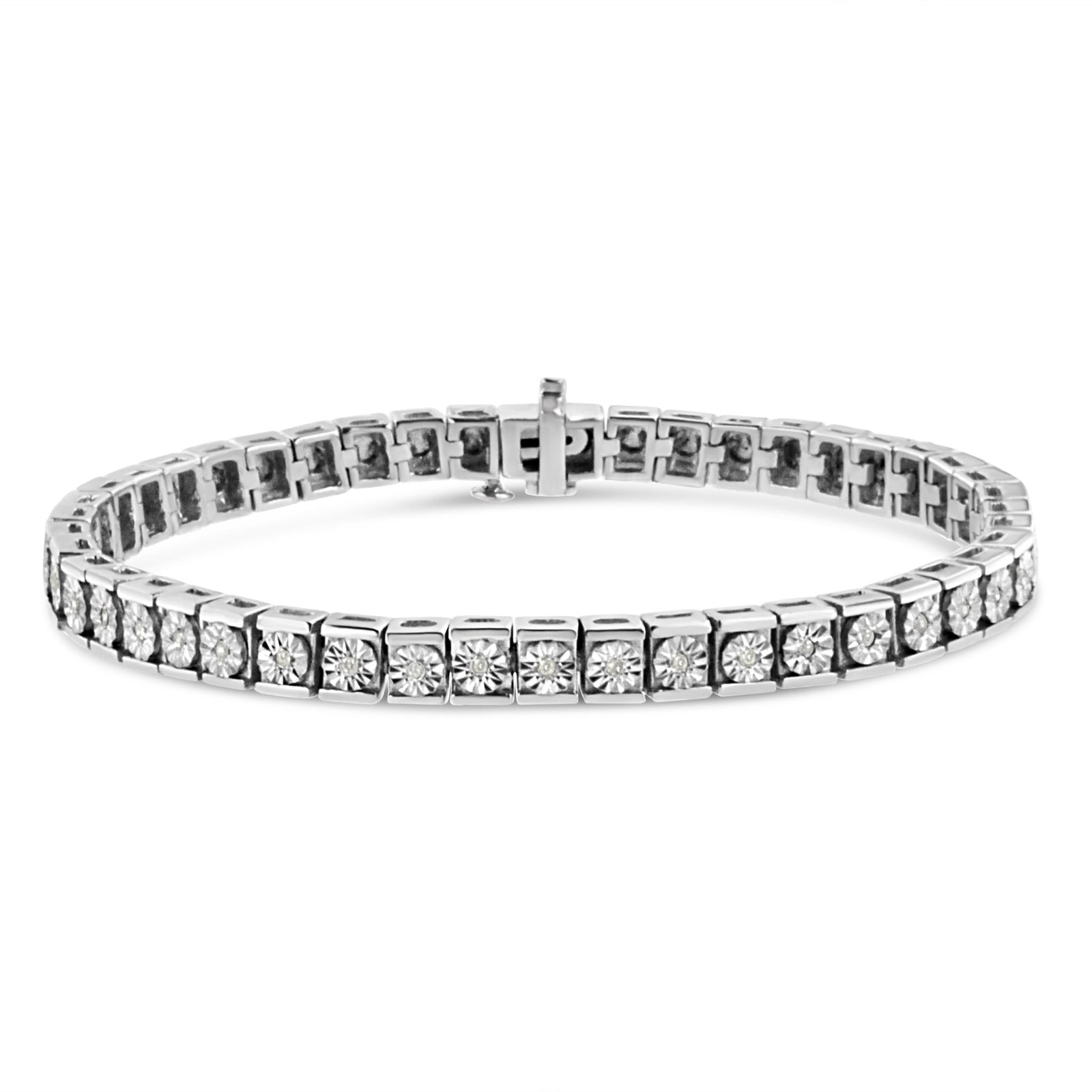 .925 Sterling Silver Miracle Set Diamond Accent Classic Tennis Bracelet (I-J Color, I2-I3 Clarity) - 7.25" - LinkagejewelrydesignLinkagejewelrydesign