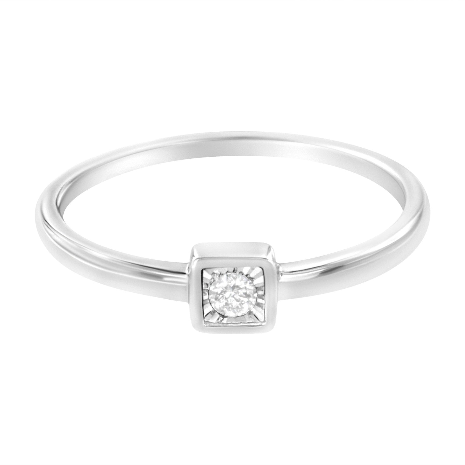 .925 Sterling Silver Miracle-Set Diamond Accent Cushion Shaped Promise Ring (J-K Color, I1-I2 Clarity) - Size 6 - LinkagejewelrydesignLinkagejewelrydesign