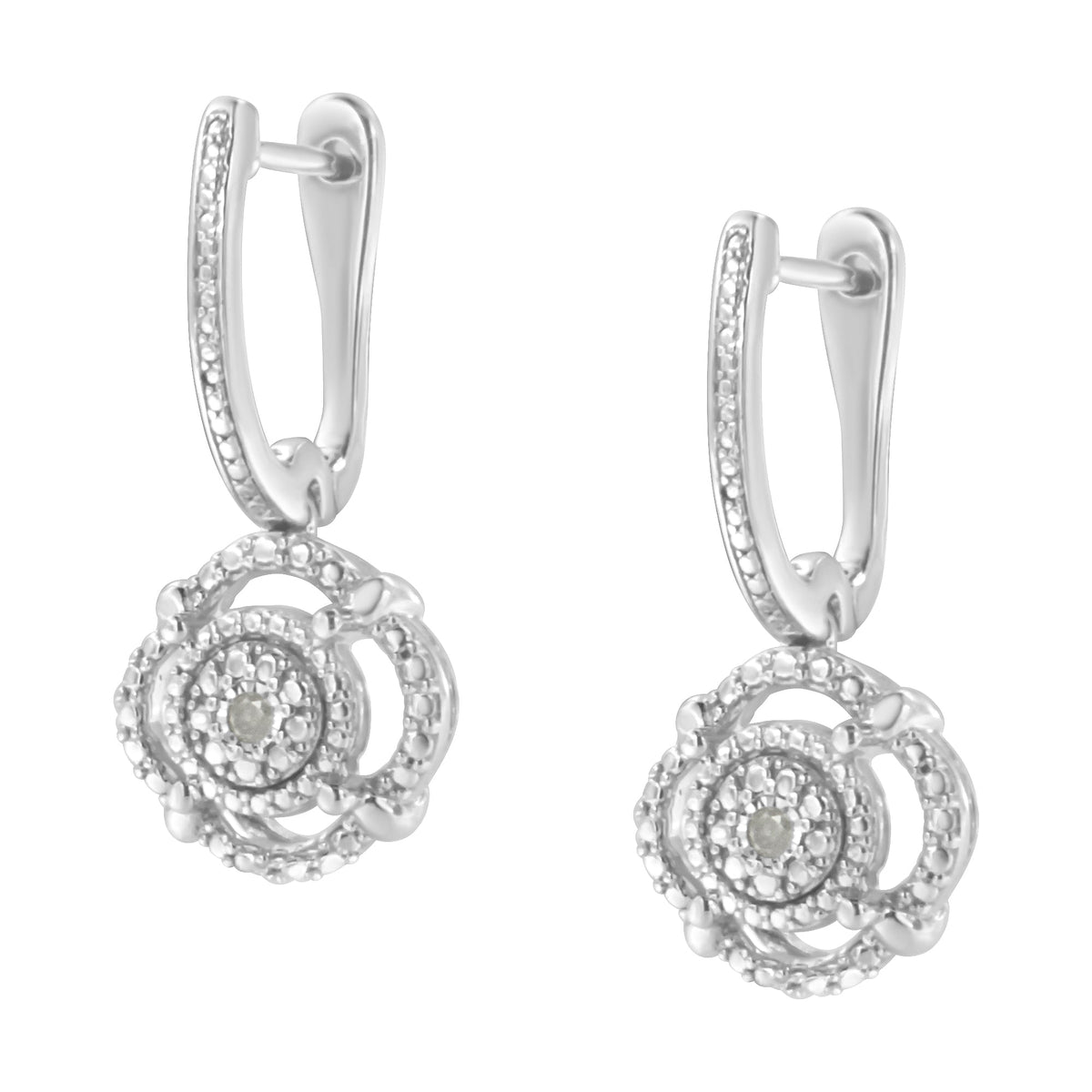 .925 Sterling Silver Miracle-Set Diamond Accent Drop and Dangle Earrings (I-J Color, I3 Clarity) - LinkagejewelrydesignLinkagejewelrydesign