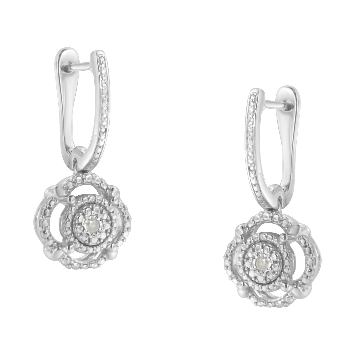 .925 Sterling Silver Miracle-Set Diamond Accent Drop and Dangle Earrings (I-J Color, I3 Clarity) - LinkagejewelrydesignLinkagejewelrydesign