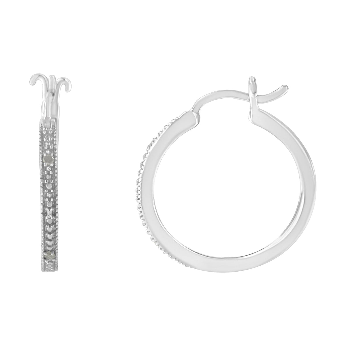 .925 Sterling Silver Miracle-Set Diamond Pave Style Hoop Earrings (I-J Color, I3 Clarity) - LinkagejewelrydesignLinkagejewelrydesign