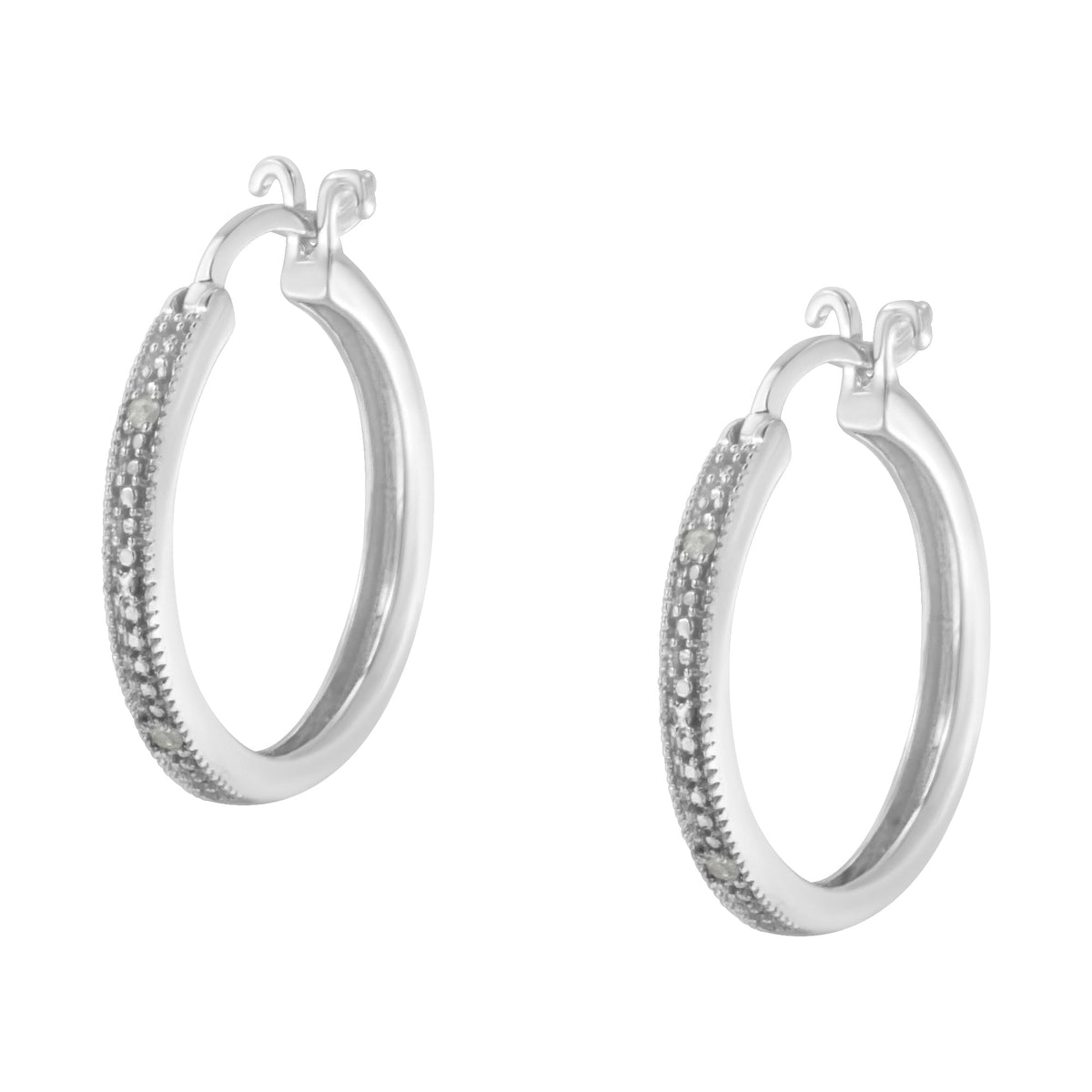 .925 Sterling Silver Miracle-Set Diamond Pave Style Hoop Earrings (I-J Color, I3 Clarity) - LinkagejewelrydesignLinkagejewelrydesign