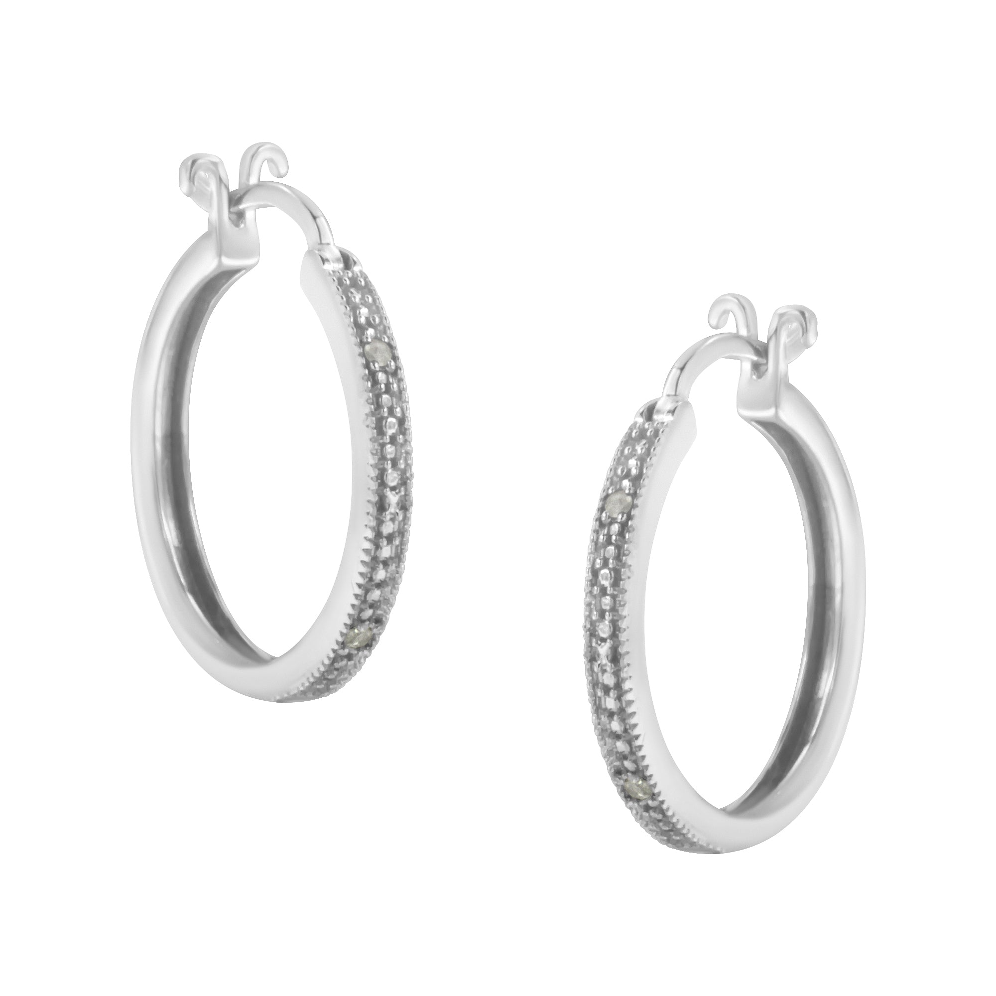 .925 Sterling Silver Miracle-Set Diamond Pave Style Hoop Earrings (I-J Color, I3 Clarity) - LinkagejewelrydesignLinkagejewelrydesign