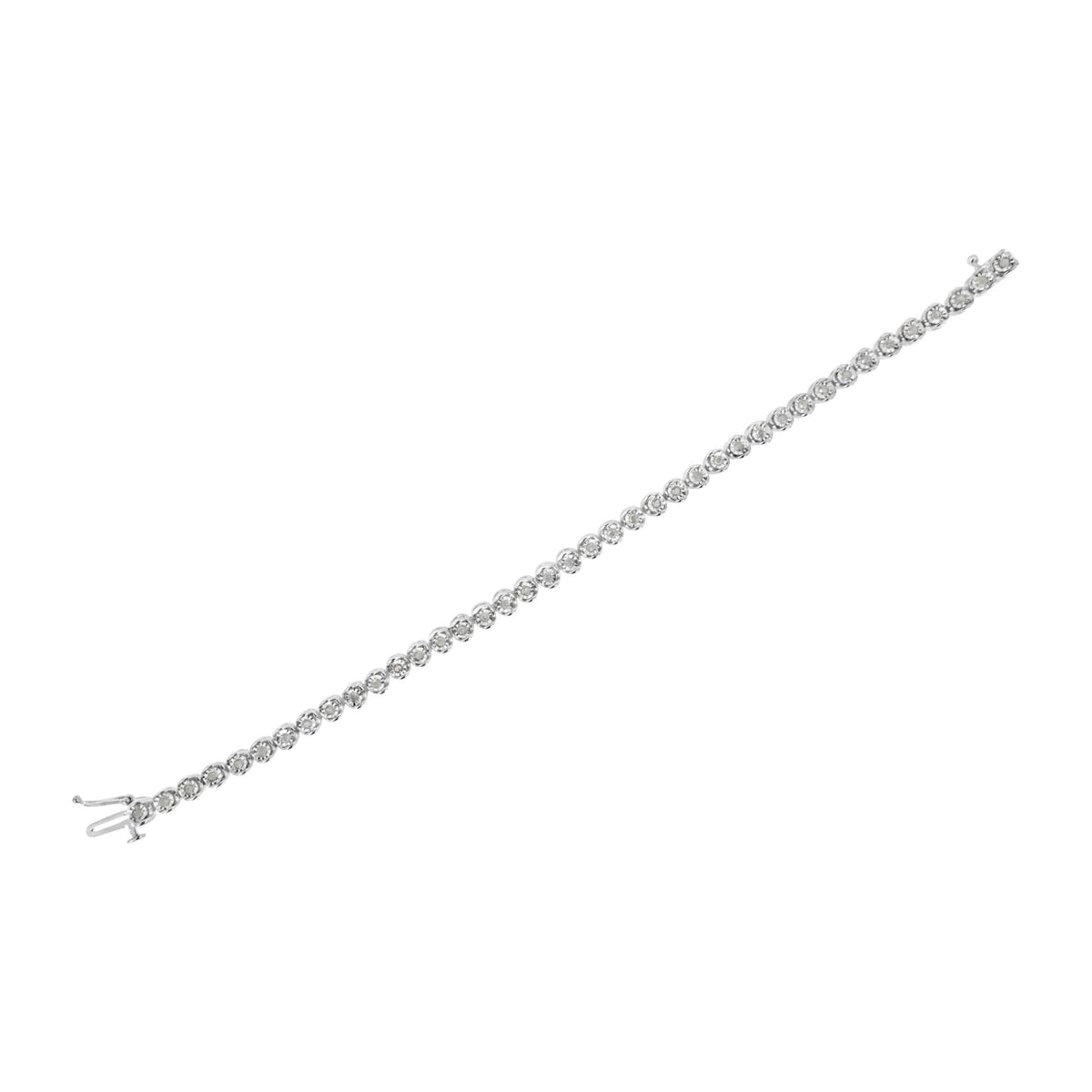 .925 Sterling Silver Miracle-Set Diamond Round Miracle Plate Tennis Bracelet (1 cttw, I-J Color, I3 Clarity) - Size 7.25" - LinkagejewelrydesignLinkagejewelrydesign