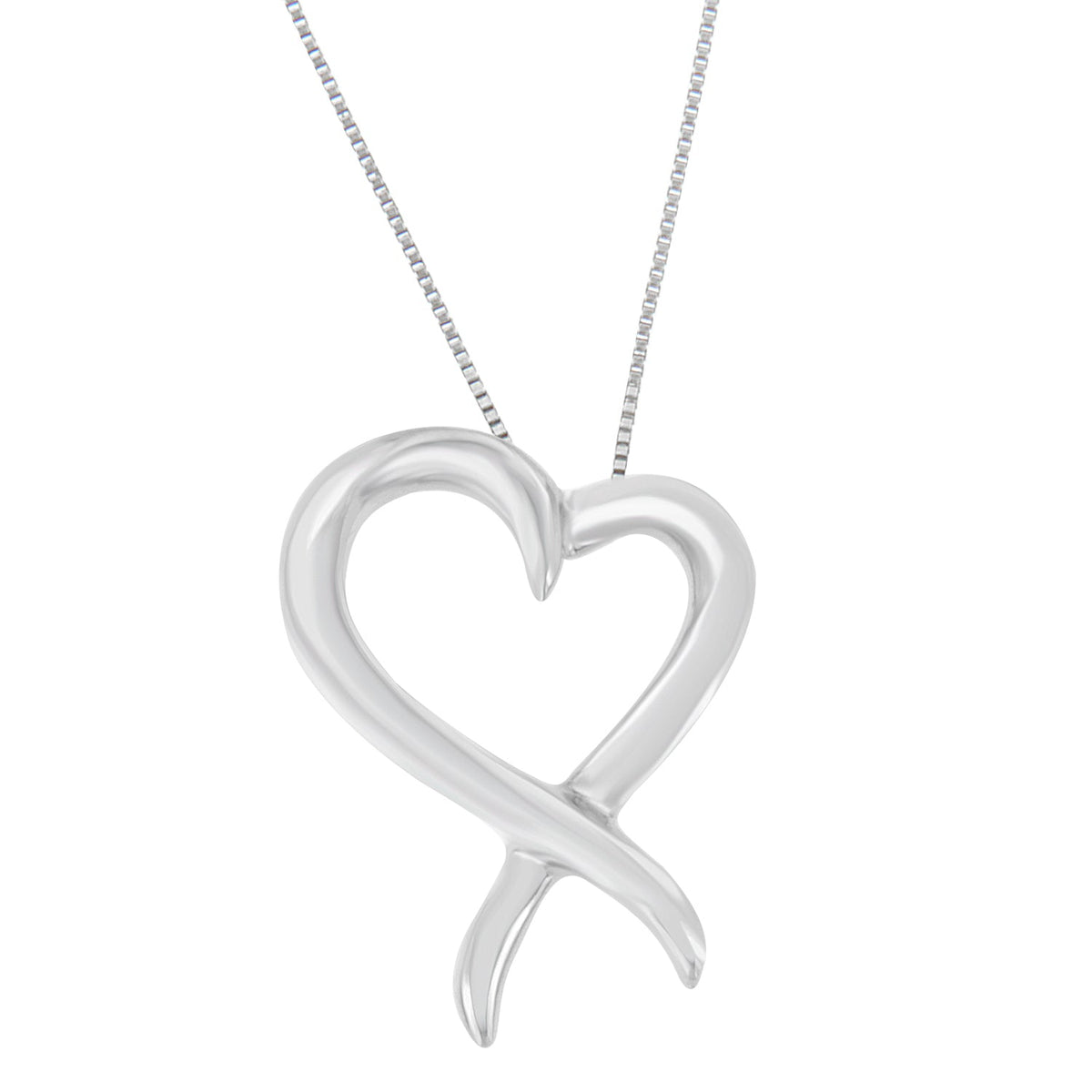 .925 Sterling Silver Open Heart-Shaped Awareness Ribbon Pendant Necklace - LinkagejewelrydesignLinkagejewelrydesign