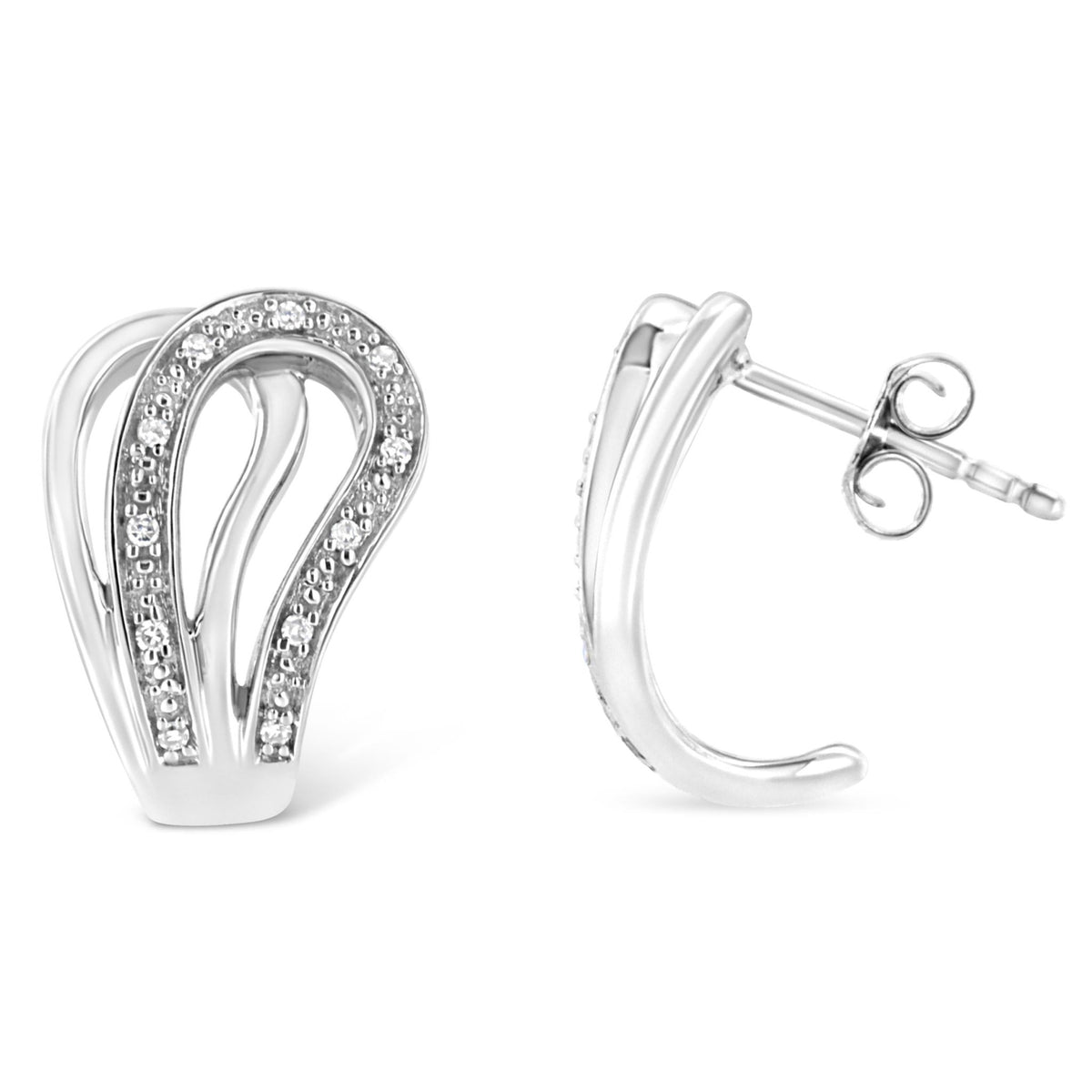 .925 Sterling Silver Pave-Set Diamond Accent Horseshoe Hoop Earring (I-J Color, I1-I2 Clarity) - LinkagejewelrydesignLinkagejewelrydesign