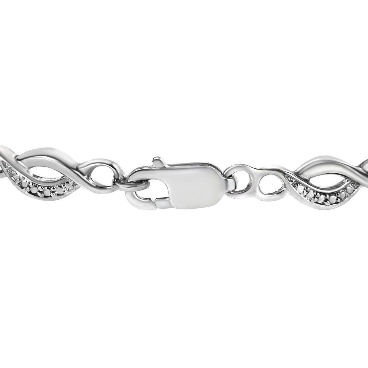 .925 Sterling Silver Prong Set Diamond Accent Curved Spiral Link Bracelet (I-J Color, I3 Clarity) - 7.25&quot; - LinkagejewelrydesignLinkagejewelrydesign