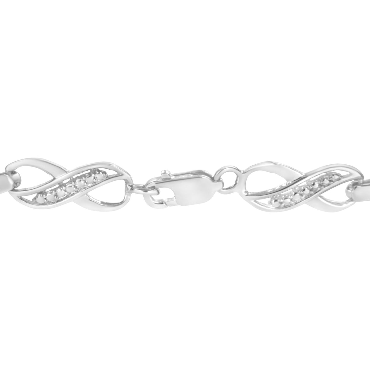 .925 Sterling Silver Prong Set Diamond Accent Ribbon and Infinity Link Bracelet (I-J Color, I3 Clarity) - 7.25&quot; - LinkagejewelrydesignLinkagejewelrydesign