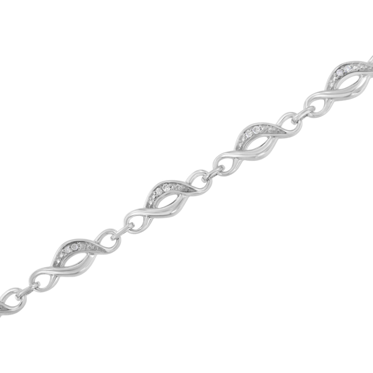 .925 Sterling Silver Prong Set Round-Cut Diamond Accent Infinity Link Bracelet (I-J Color, I2-I3 Clarity) - Size 7.25&quot; - LinkagejewelrydesignLinkagejewelrydesign