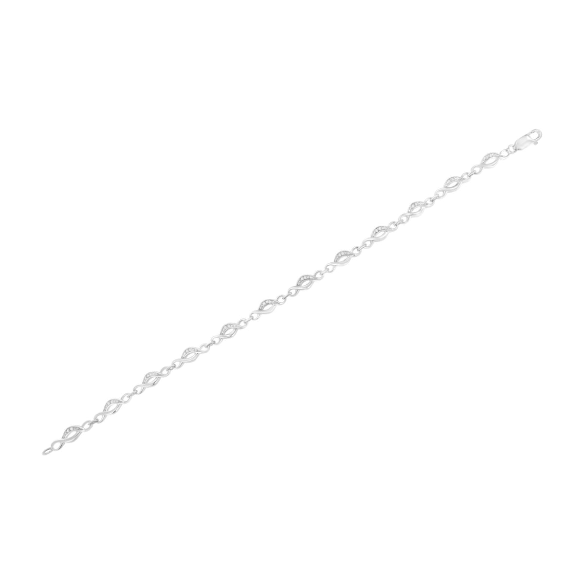 .925 Sterling Silver Prong Set Round-Cut Diamond Accent Infinity Link Bracelet (I-J Color, I2-I3 Clarity) - Size 7.25&quot; - LinkagejewelrydesignLinkagejewelrydesign