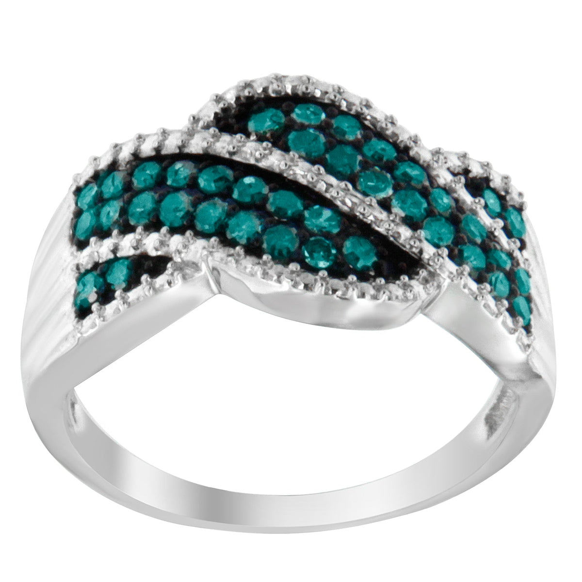 .925 Sterling Silver Treated Blue Color Diamond cocktail Ring (1/2 Cttw, Treated Blue Color, I2-I3 Clarity) - Size 6-3/4 - LinkagejewelrydesignLinkagejewelrydesign