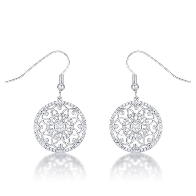 .95 Ct Interlocking Circle Rhodium and CZ Earrings - LinkagejewelrydesignLinkagejewelrydesign