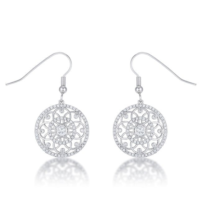 .95 Ct Interlocking Circle Rhodium and CZ Earrings - LinkagejewelrydesignLinkagejewelrydesign