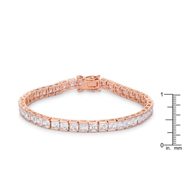 9.7Ct Princess Cut 7in CZ Rose Gold Bracelet - LinkagejewelrydesignLinkagejewelrydesign