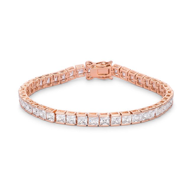 9.7Ct Princess Cut 7in CZ Rose Gold Bracelet - LinkagejewelrydesignLinkagejewelrydesign