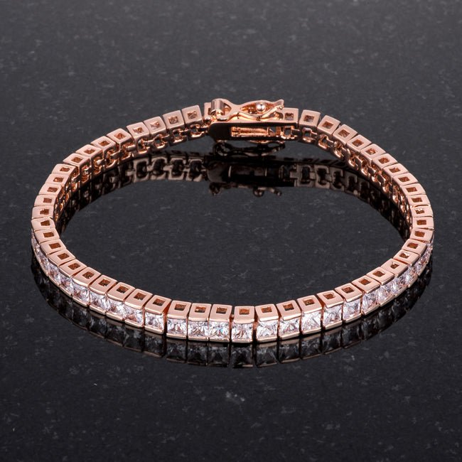 9.7Ct Princess Cut 7in CZ Rose Gold Bracelet - LinkagejewelrydesignLinkagejewelrydesign