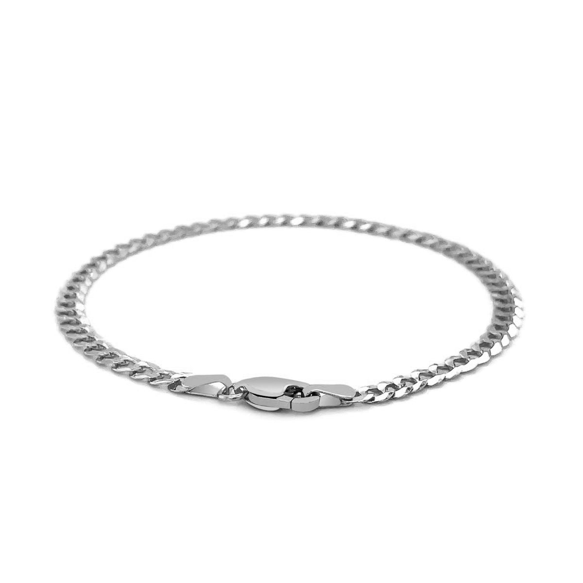 3.6mm 14k White Gold Solid Curb Bracelet