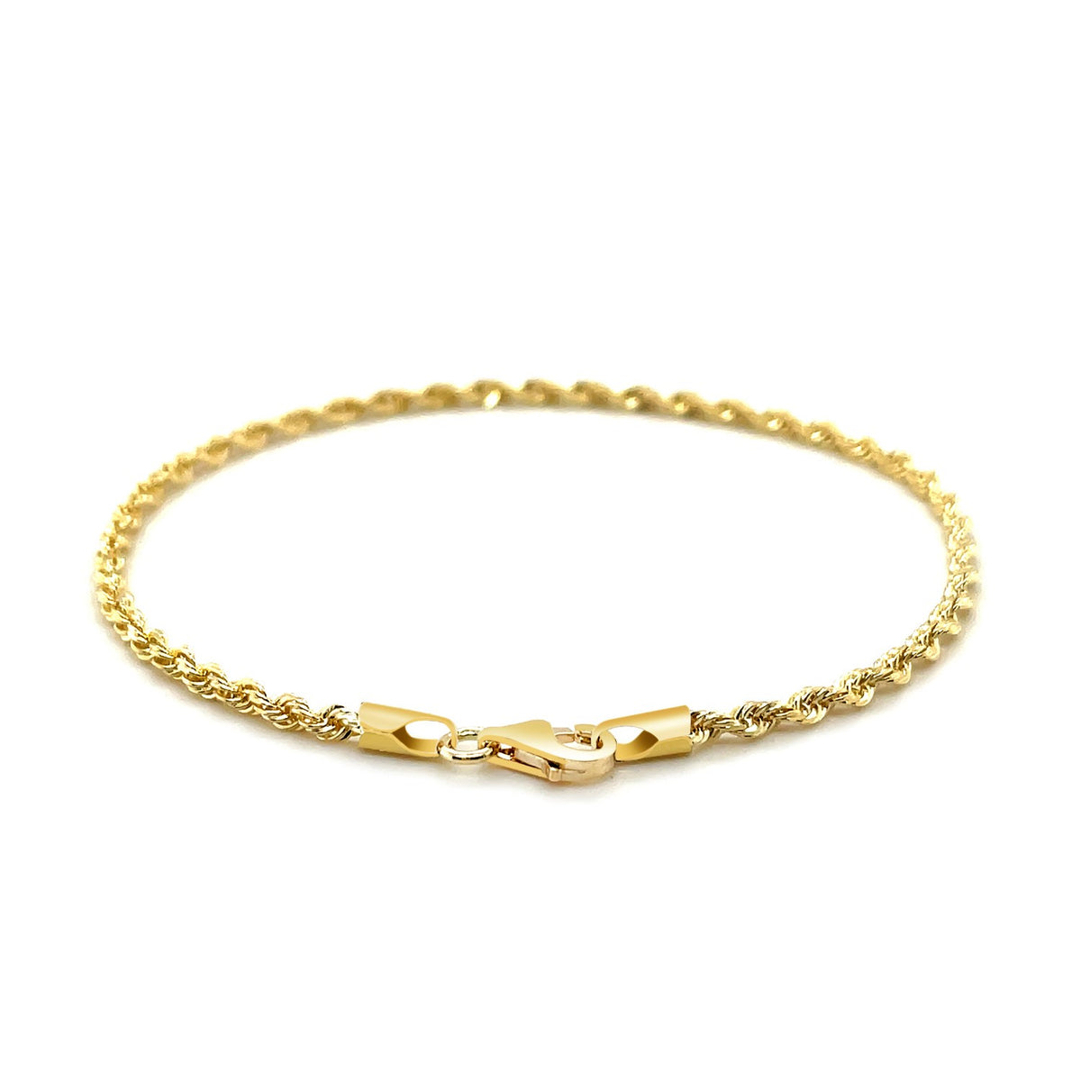 2.5mm 14k Yellow Gold Solid Diamond Cut Rope Bracelet