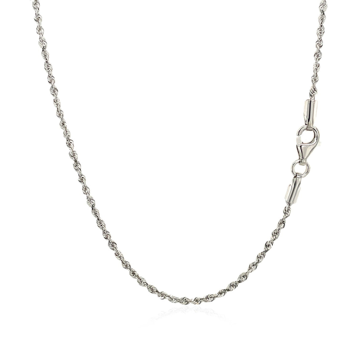 10k White Gold Solid Diamond Cut Rope Chain 1.5mm