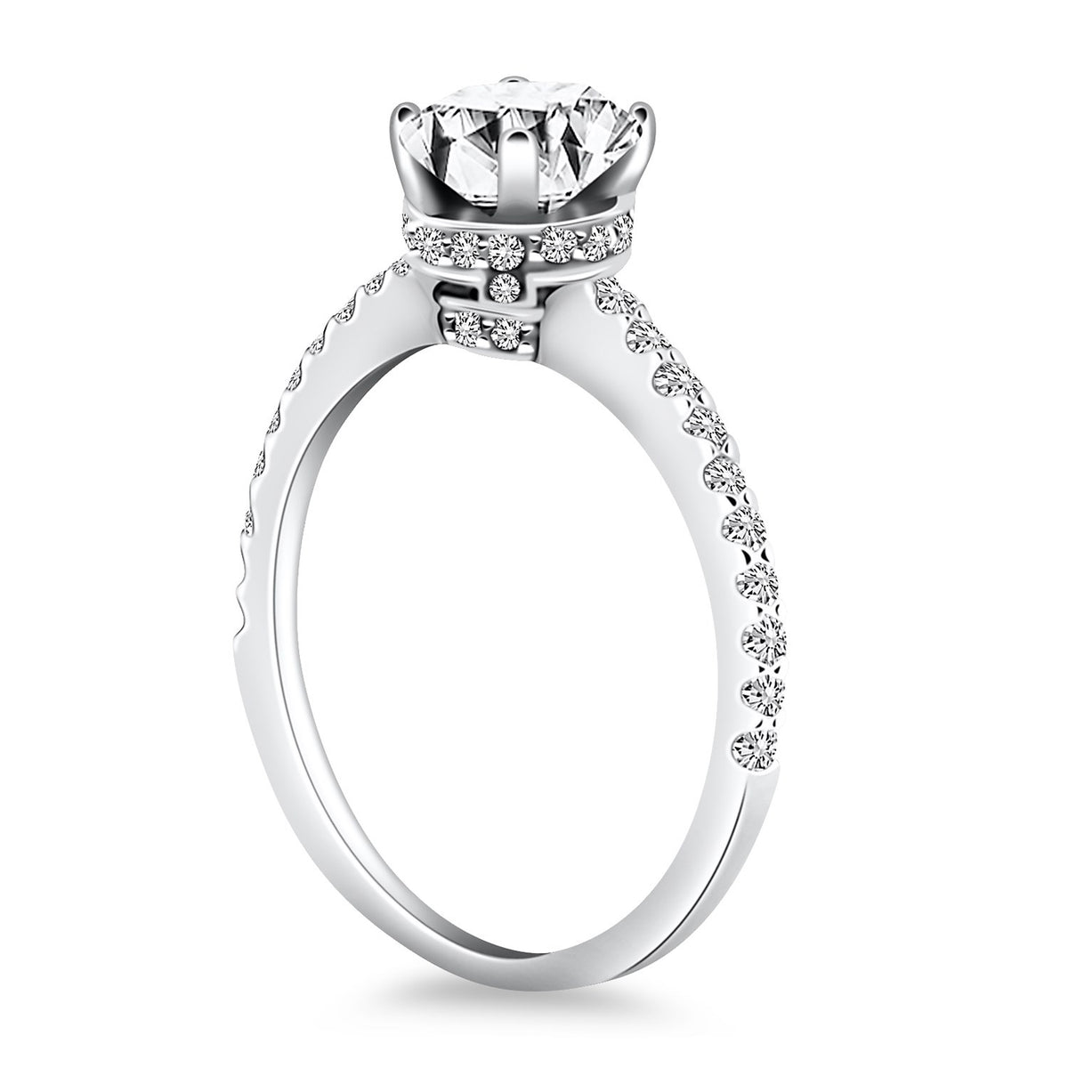 14k White Gold Diamond Collar Engagement Ring Mounting