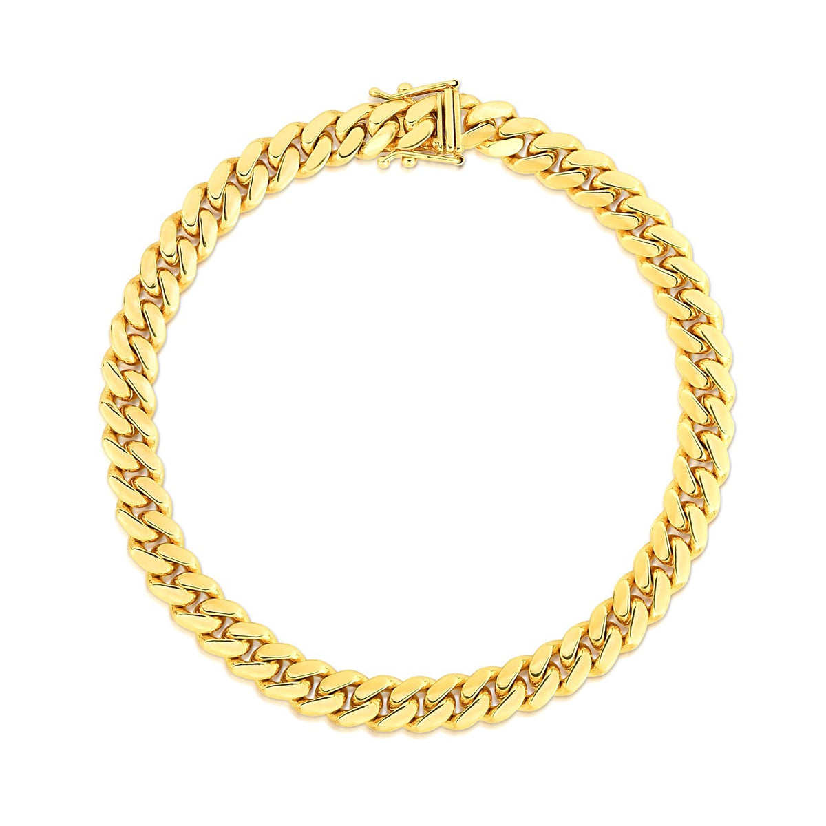 7.0mm 10k Yellow Gold Classic Miami Cuban Solid Bracelet