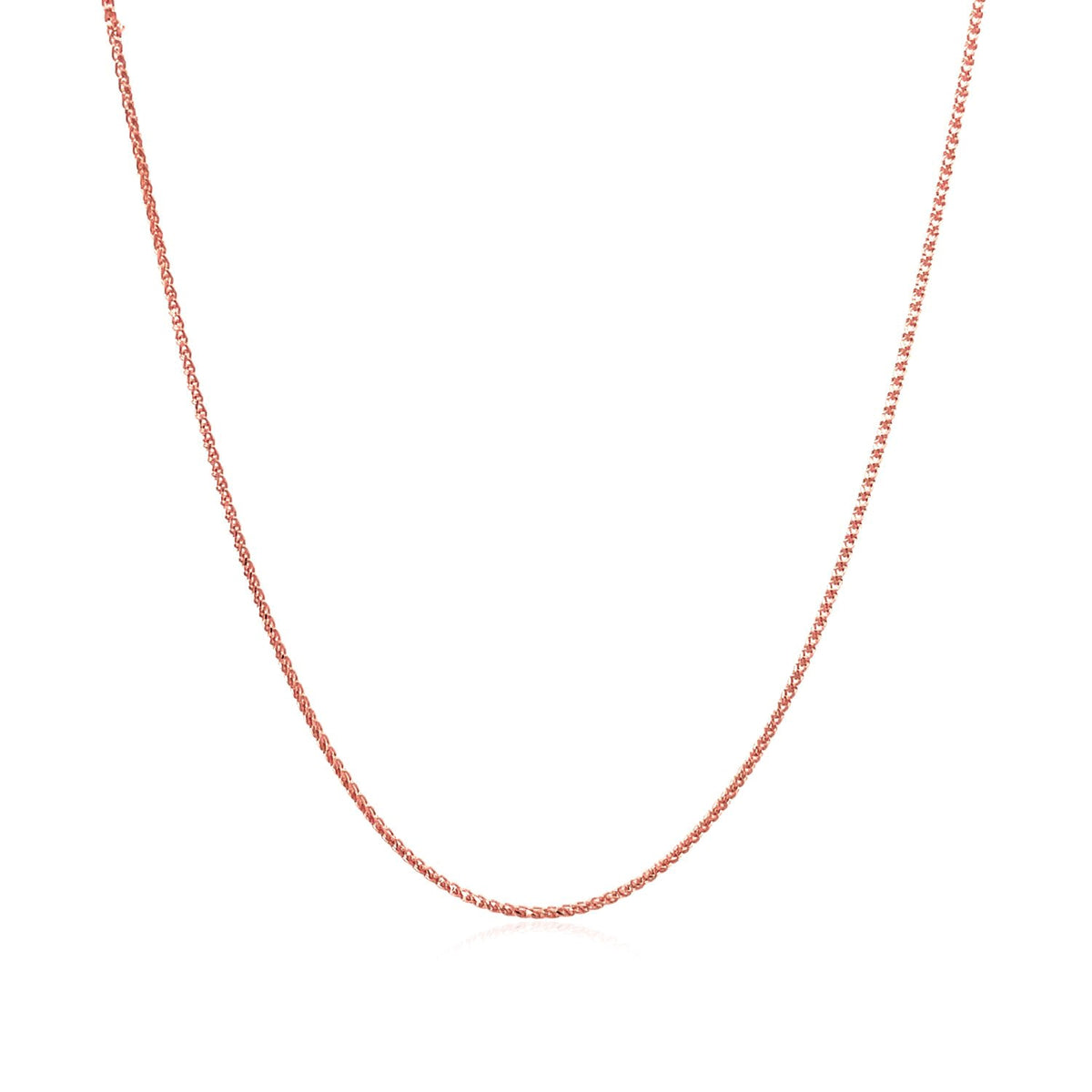 14k Rose Gold Diamond Cut Round Wheat Chain 0.6mm