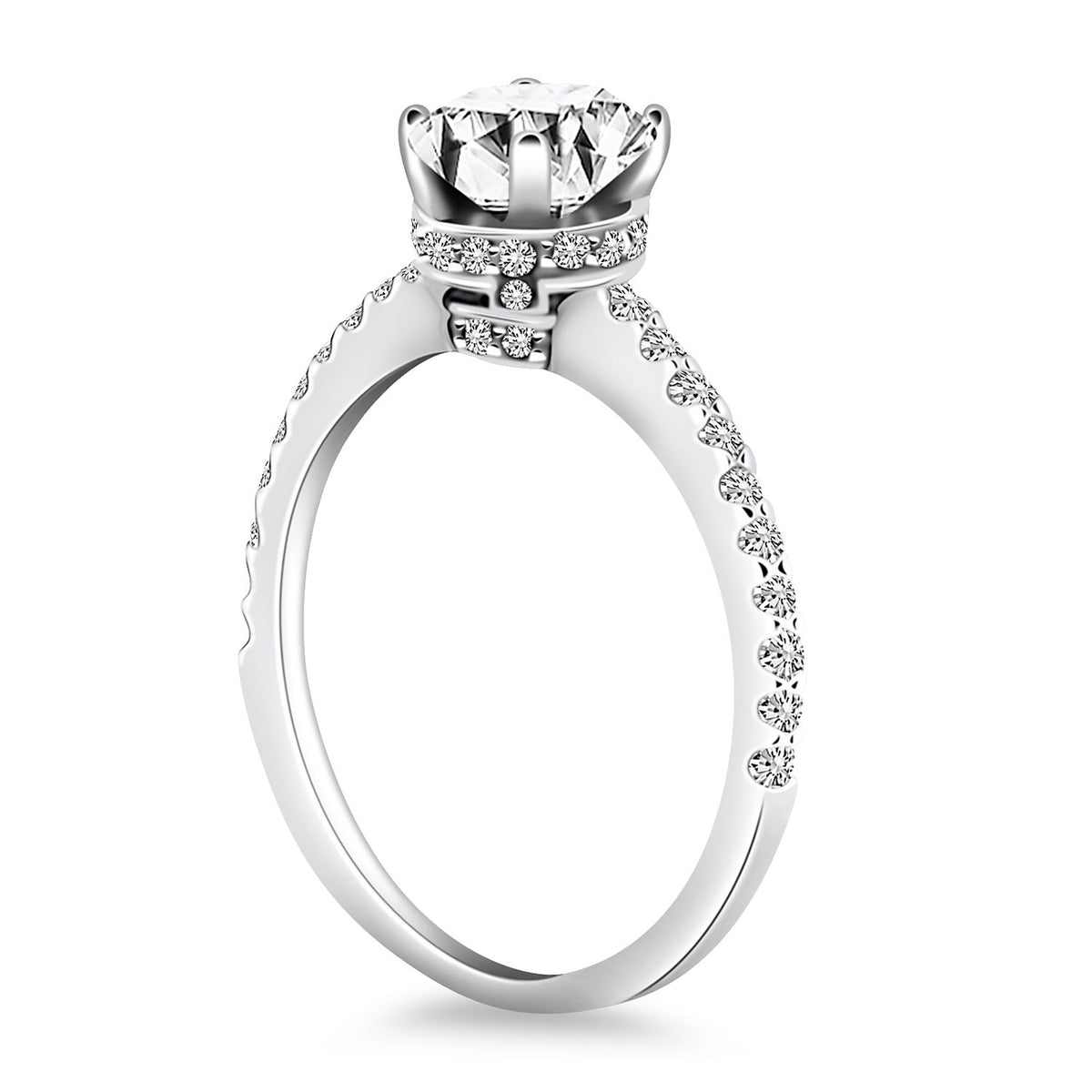 14k White Gold Diamond Collar Engagement Ring